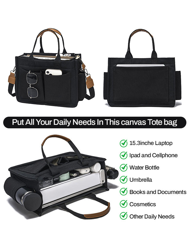 TALANES Large Tote Bag – Padded Laptop Compartment