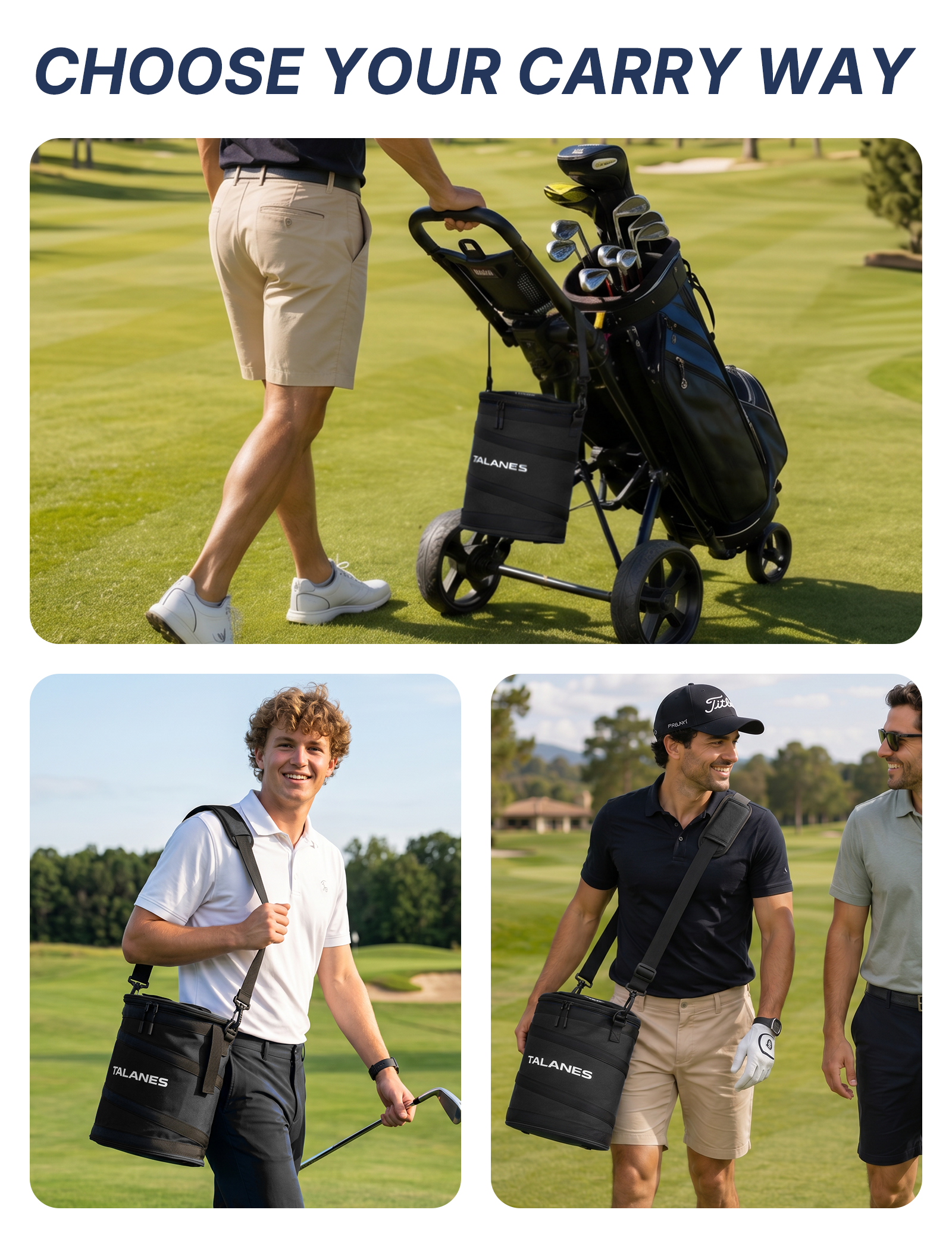 Talanes 14-Can Insulated Golf Cart Cooler Bag Keeps Beverages Cold | Large Golf Cooler Sleeve with Adjustable Shoulder Strap & Collapsible Design, Ideal Gift for Golfers