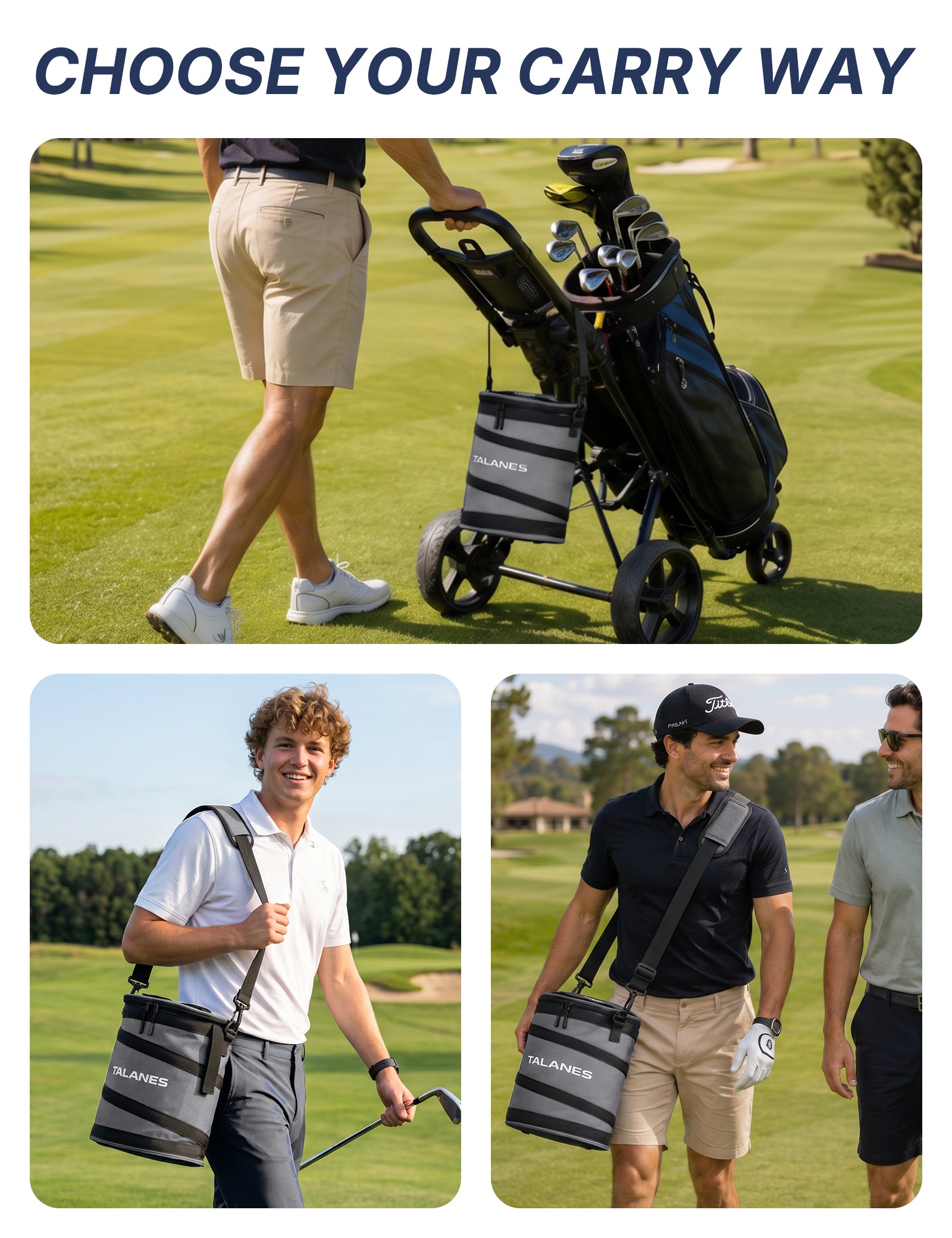 Talanes 14-Can Insulated Golf Cart Cooler Bag Keeps Beverages Cold | Large Golf Cooler Sleeve with Adjustable Shoulder Strap & Collapsible Design, Ideal Gift for Golfers