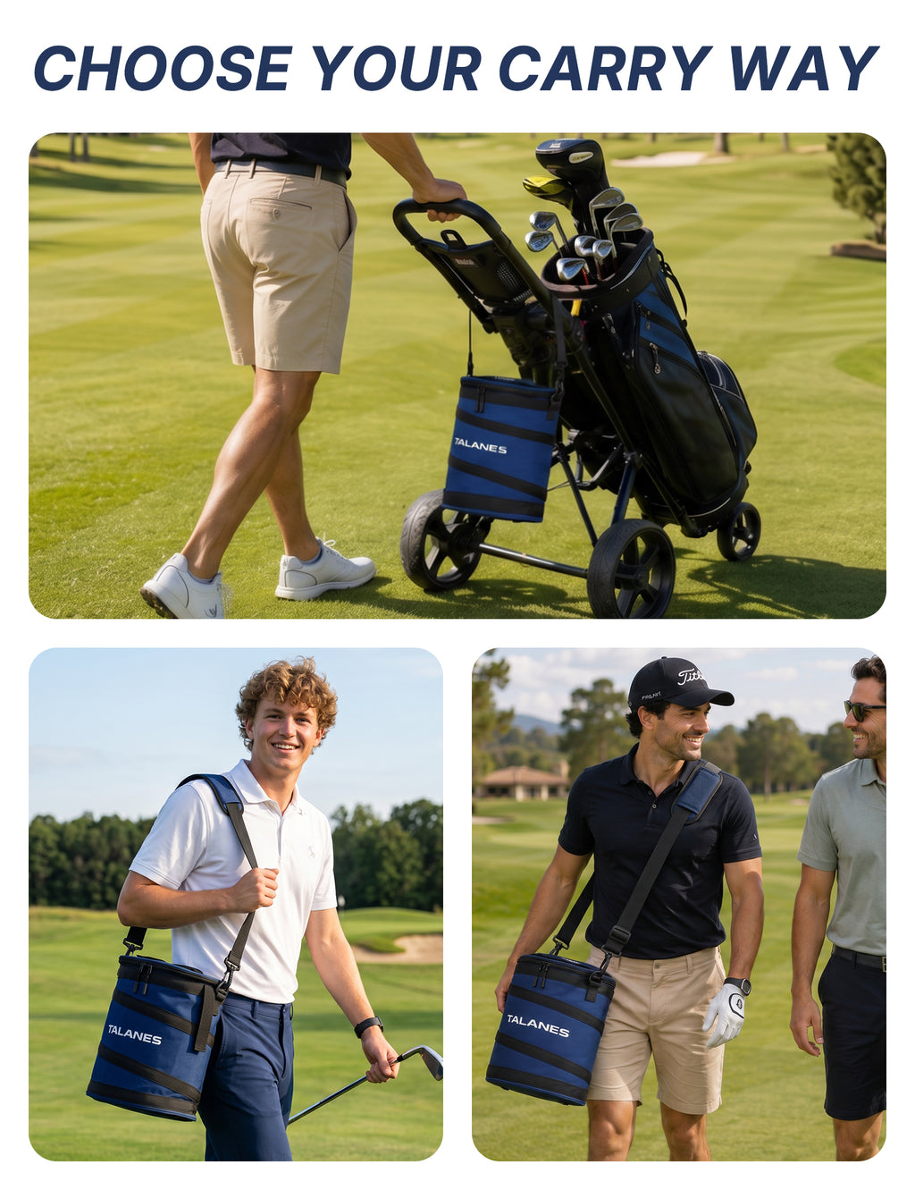 Talanes 14-Can Insulated Golf Cart Cooler Bag Keeps Beverages Cold | Large Golf Cooler Sleeve with Adjustable Shoulder Strap & Collapsible Design, Ideal Gift for Golfers