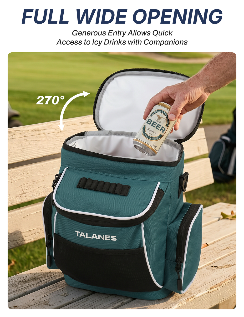 Talanes 15-Can Golf Cart Cooler Bag, Tee Holder