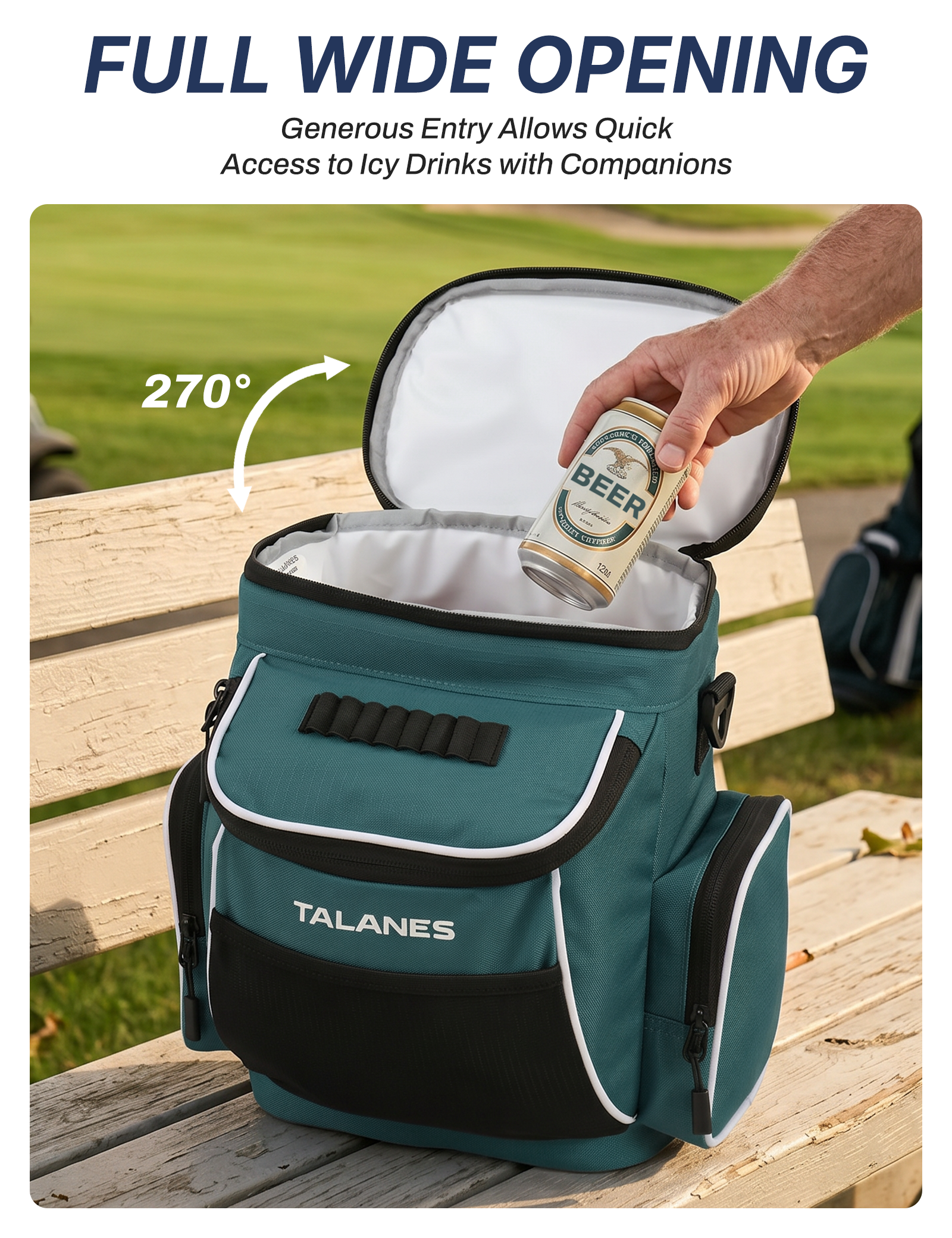 Talanes 15-Can Golf Cart Cooler Bag, Tee Holder