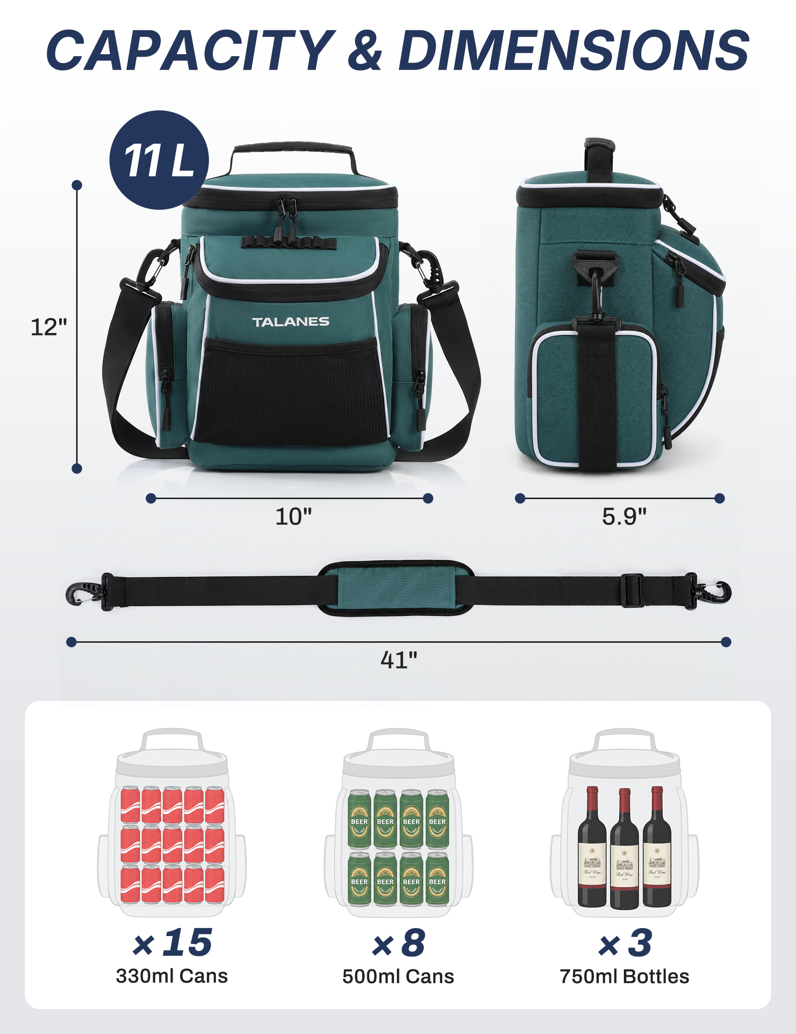 Talanes 15-Can Golf Cart Cooler Bag, Tee Holder