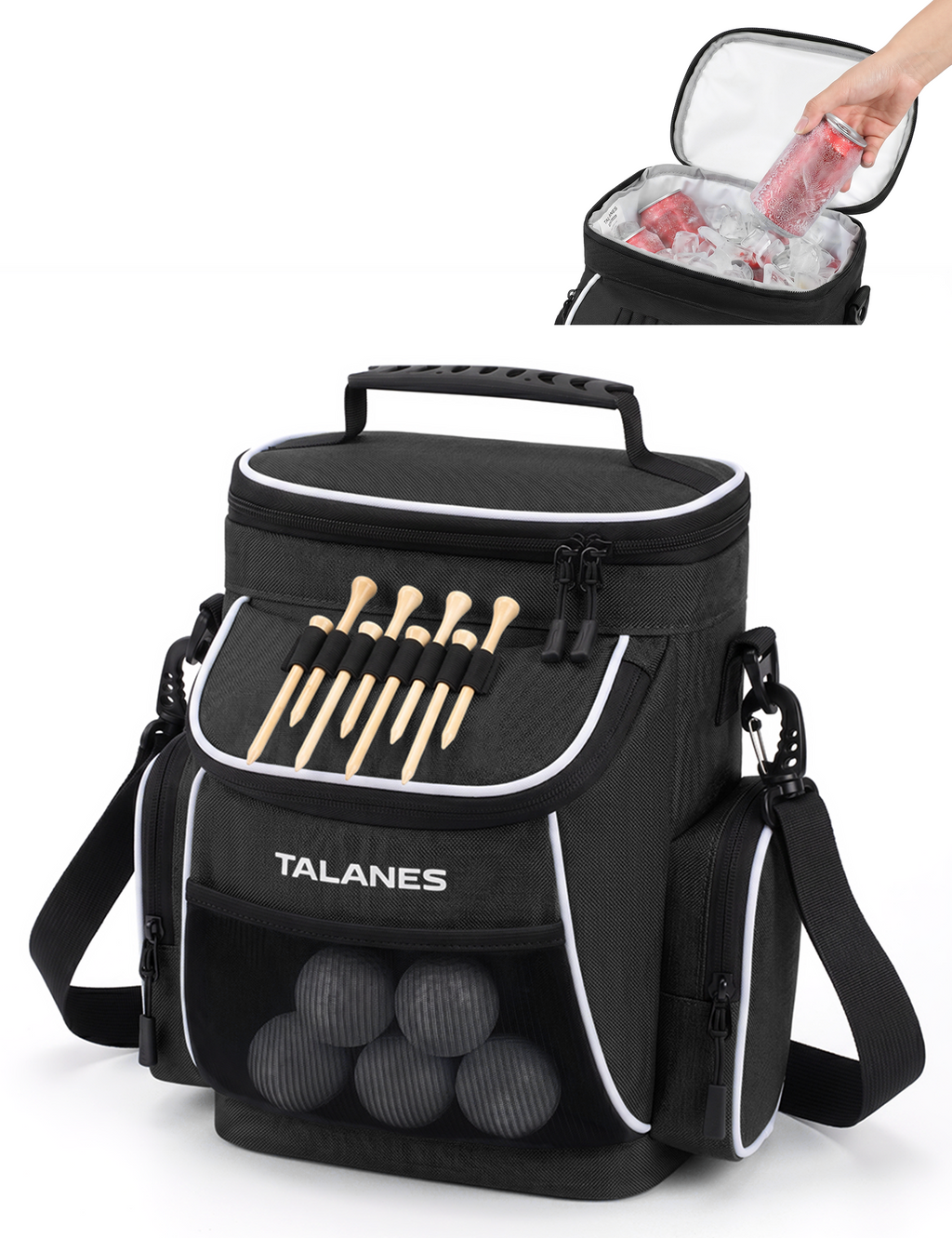 Talanes 15-Can Golf Cart Cooler Bag, Tee Holder