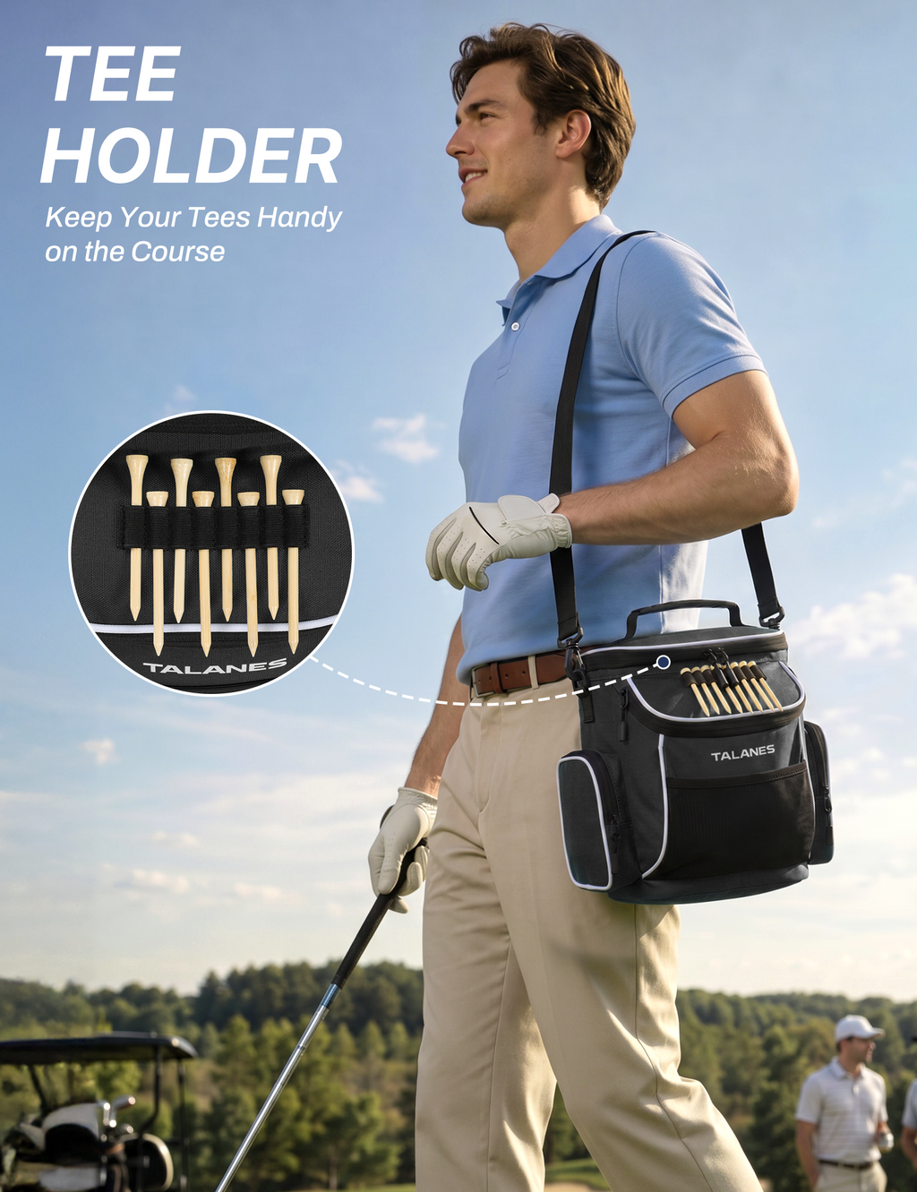 Talanes 15-Can Golf Cart Cooler Bag, Tee Holder