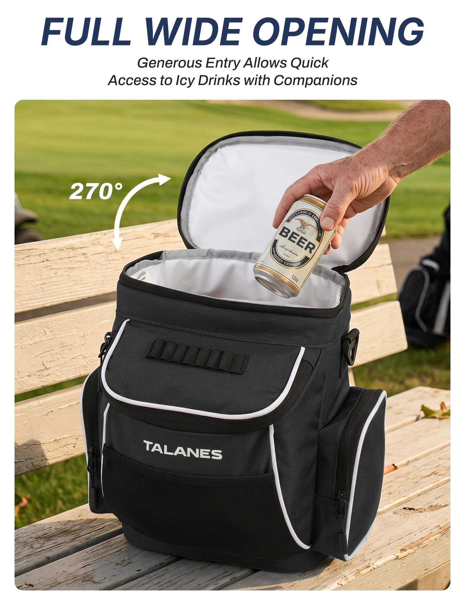 Talanes 15-Can Golf Cart Cooler Bag, Tee Holder
