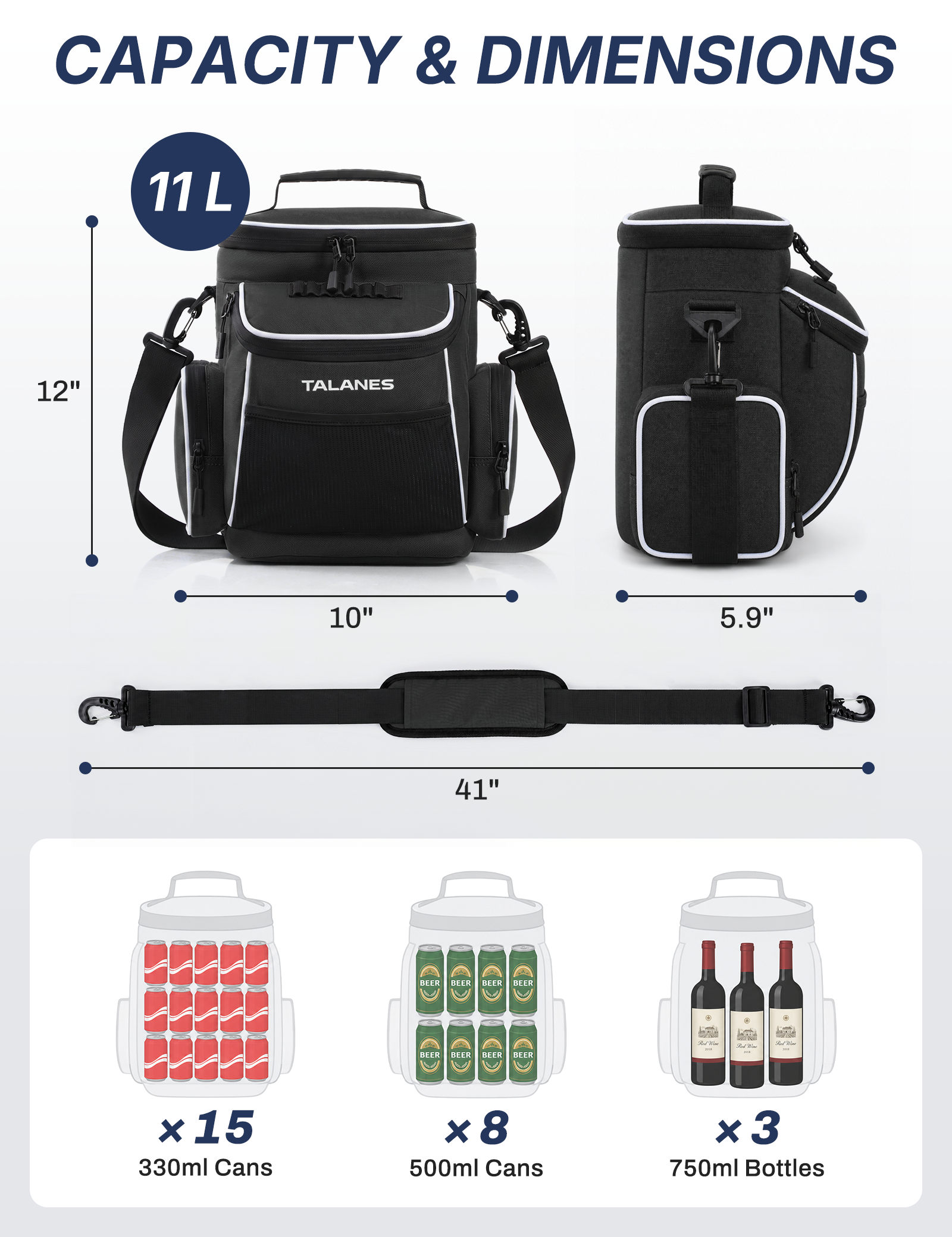 Talanes 15-Can Golf Cart Cooler Bag, Tee Holder