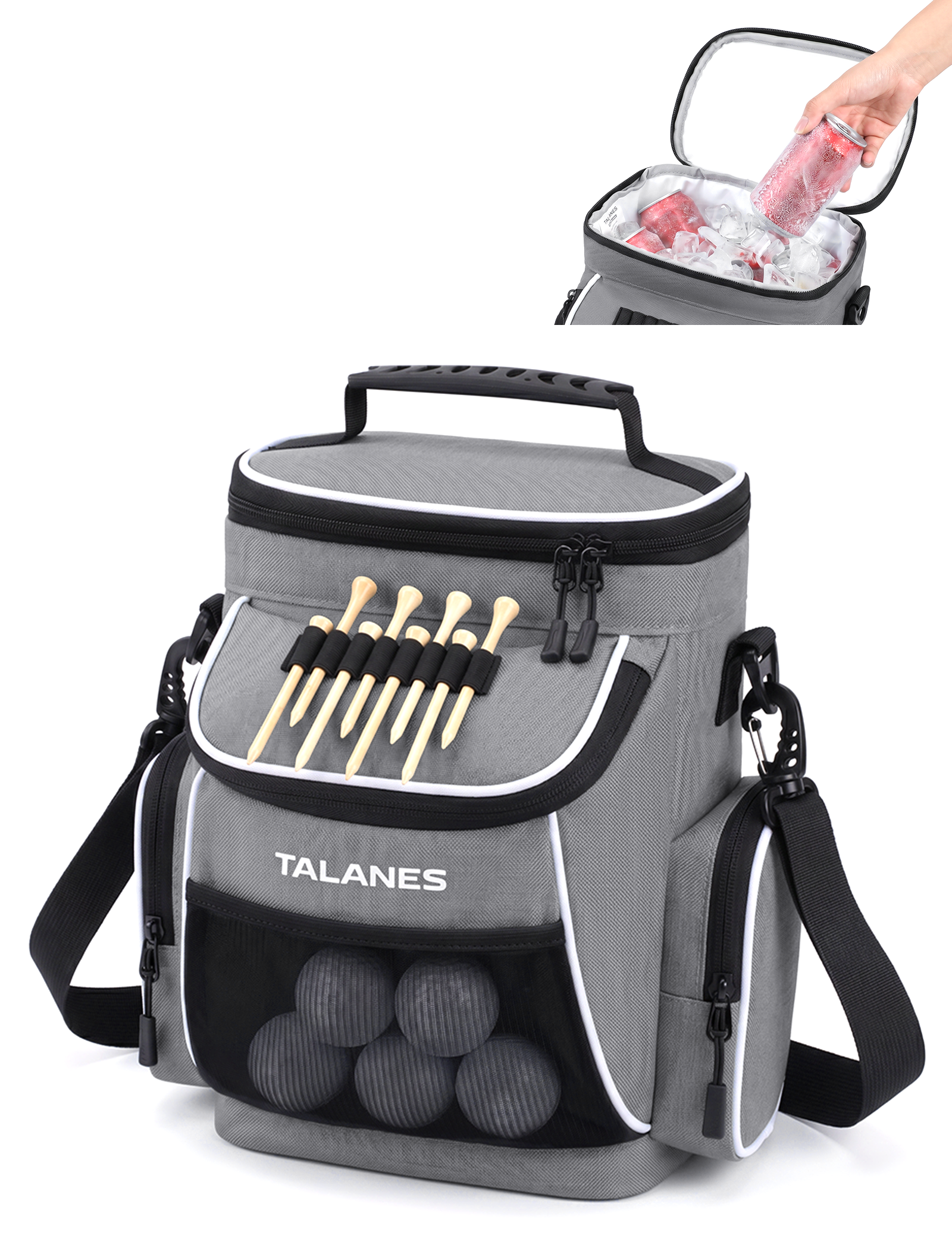 Talanes 15-Can Golf Cart Cooler Bag, Tee Holder
