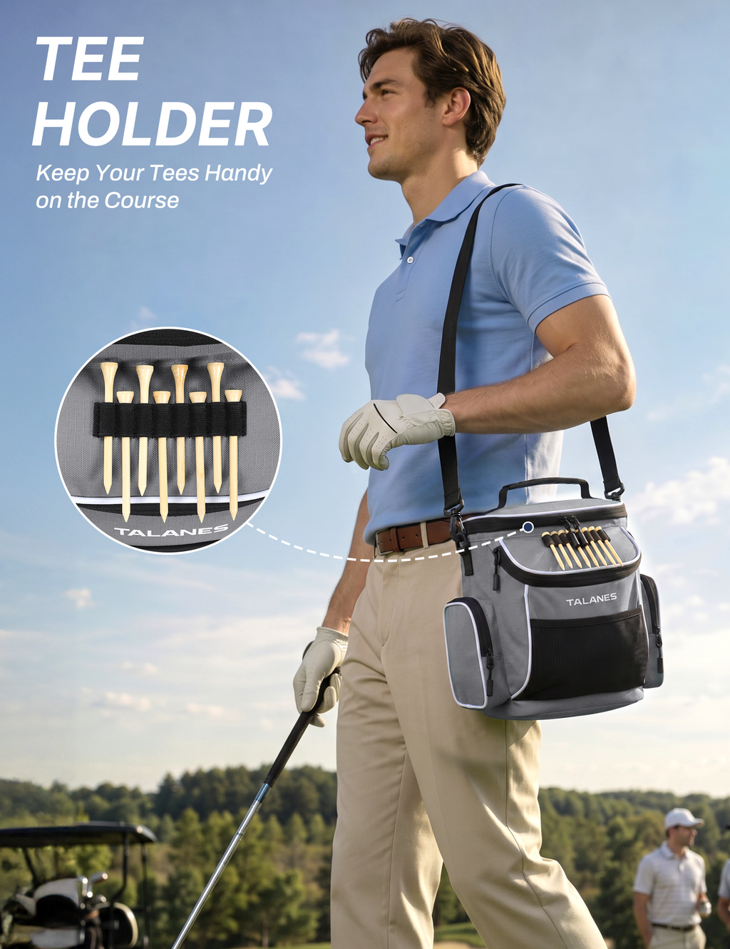 Talanes 15-Can Golf Cart Cooler Bag, Tee Holder
