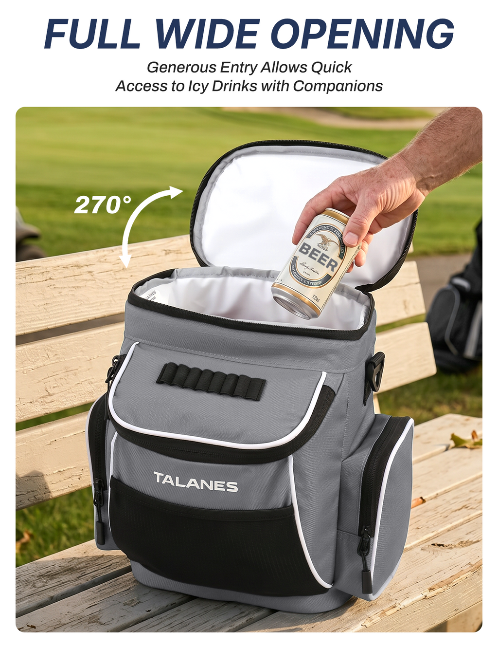 Talanes 15-Can Golf Cart Cooler Bag, Tee Holder