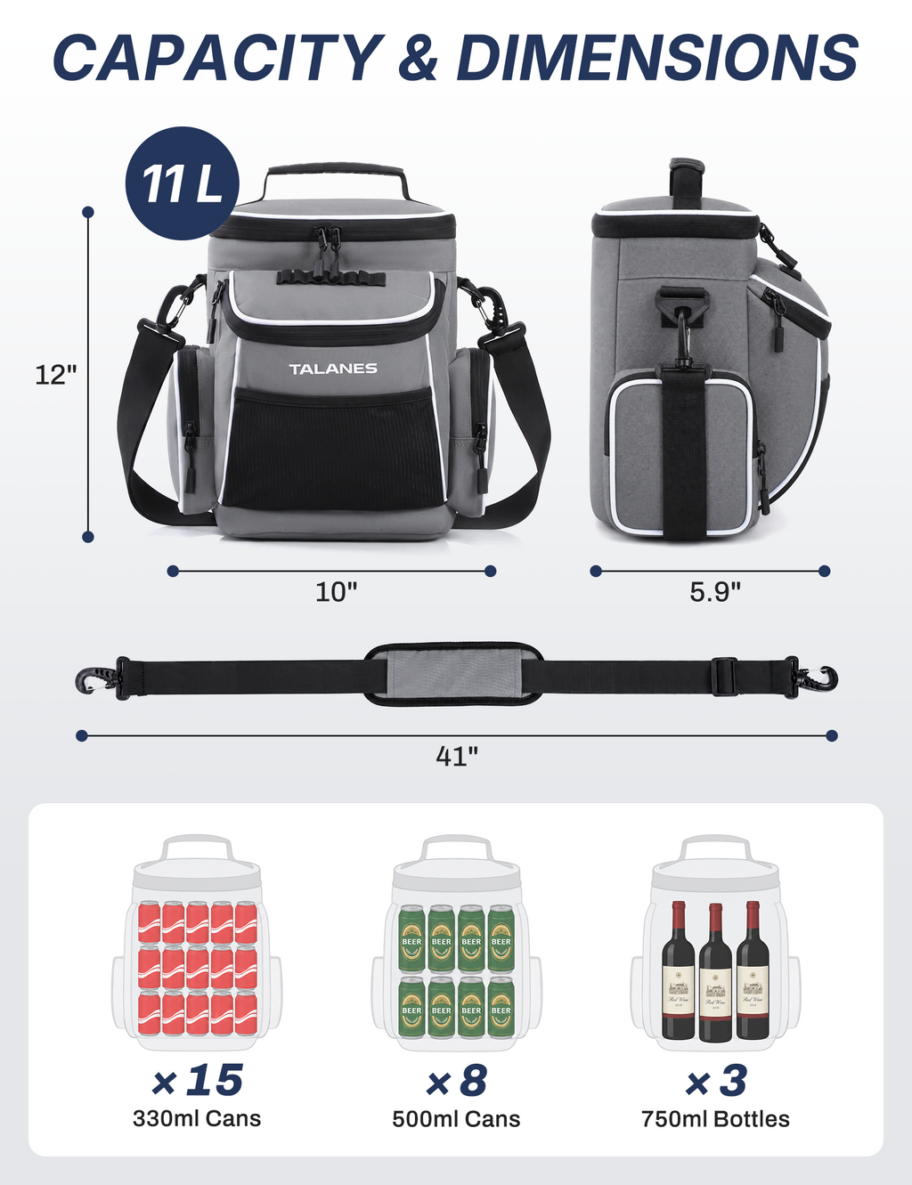 Talanes 15-Can Golf Cart Cooler Bag, Tee Holder
