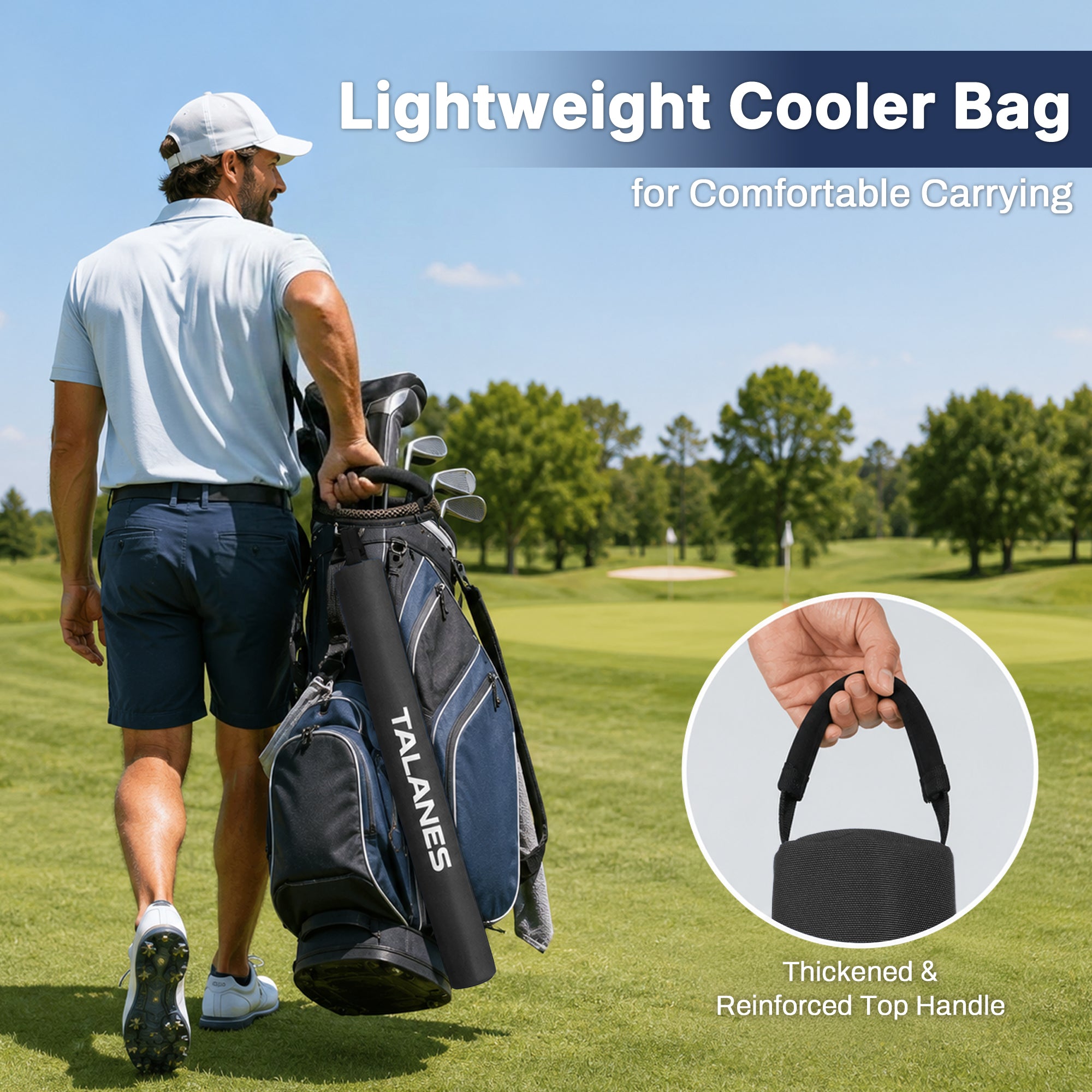 Talanes 7 Can Insulated Golf Cooler Sleeve, Fits Most Golf Bags | Lightweight Golf Cooler Bag with Carry Handle, Keeps Drinks Cold, Practical Accessory for Golfers