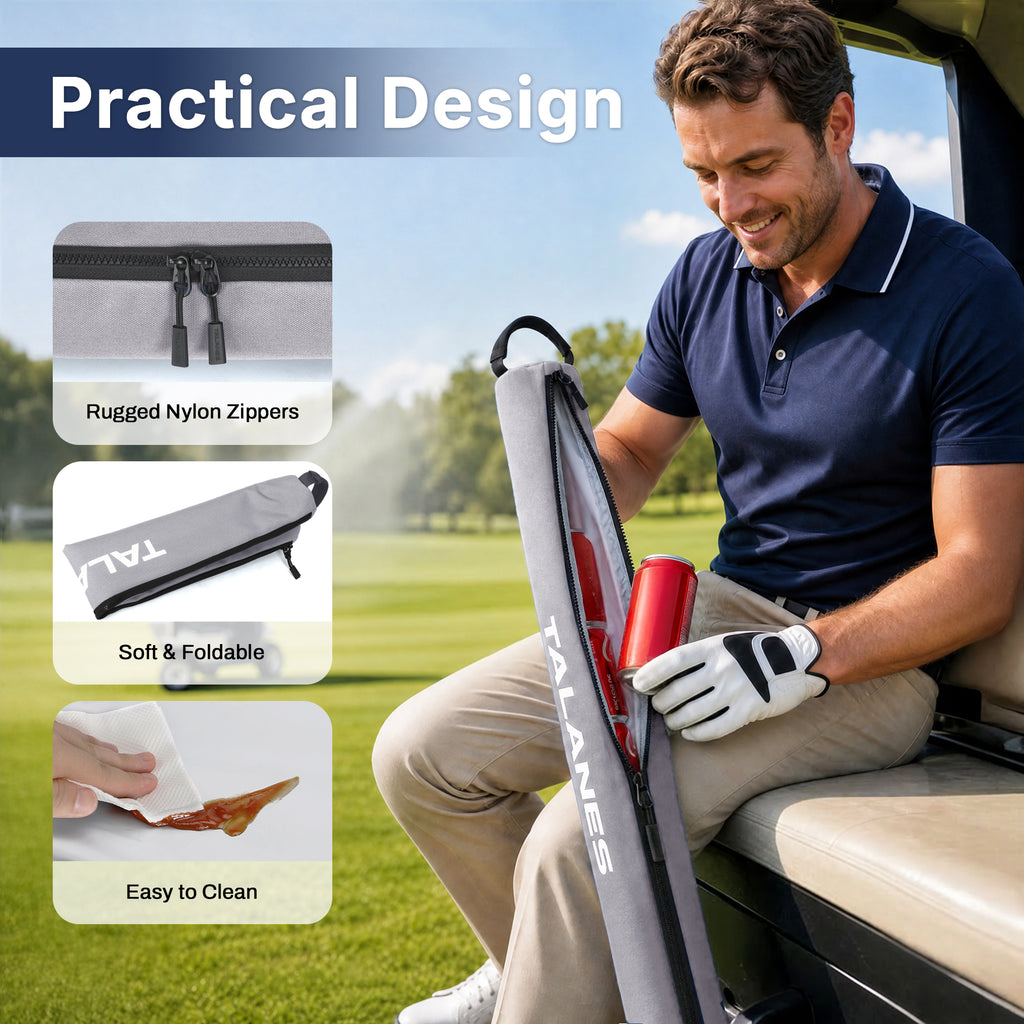 Talanes 7 Can Insulated Golf Cooler Sleeve, Fits Most Golf Bags | Lightweight Golf Cooler Bag with Carry Handle, Keeps Drinks Cold, Practical Accessory for Golfers