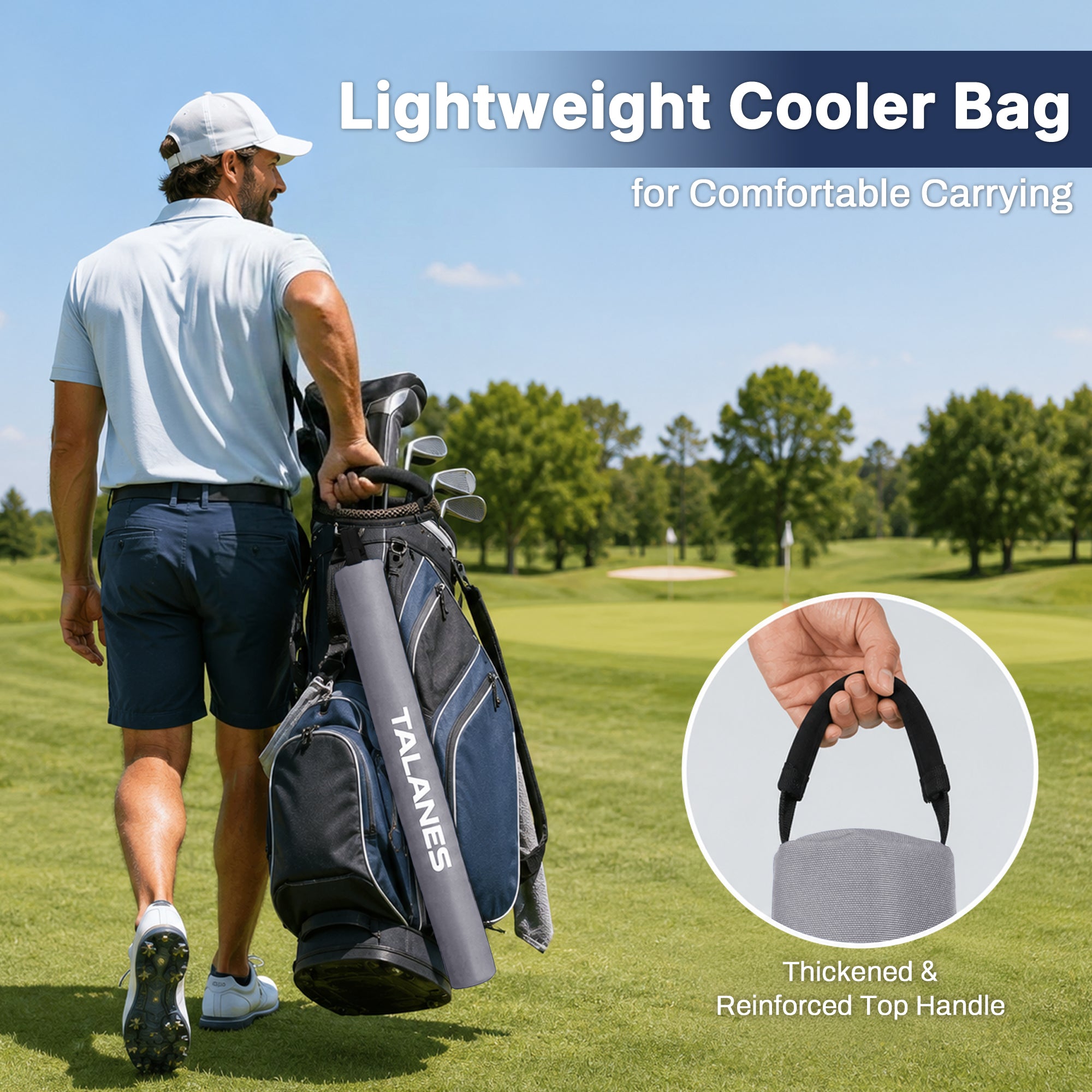 Talanes 7 Can Insulated Golf Cooler Sleeve, Fits Most Golf Bags | Lightweight Golf Cooler Bag with Carry Handle, Keeps Drinks Cold, Practical Accessory for Golfers