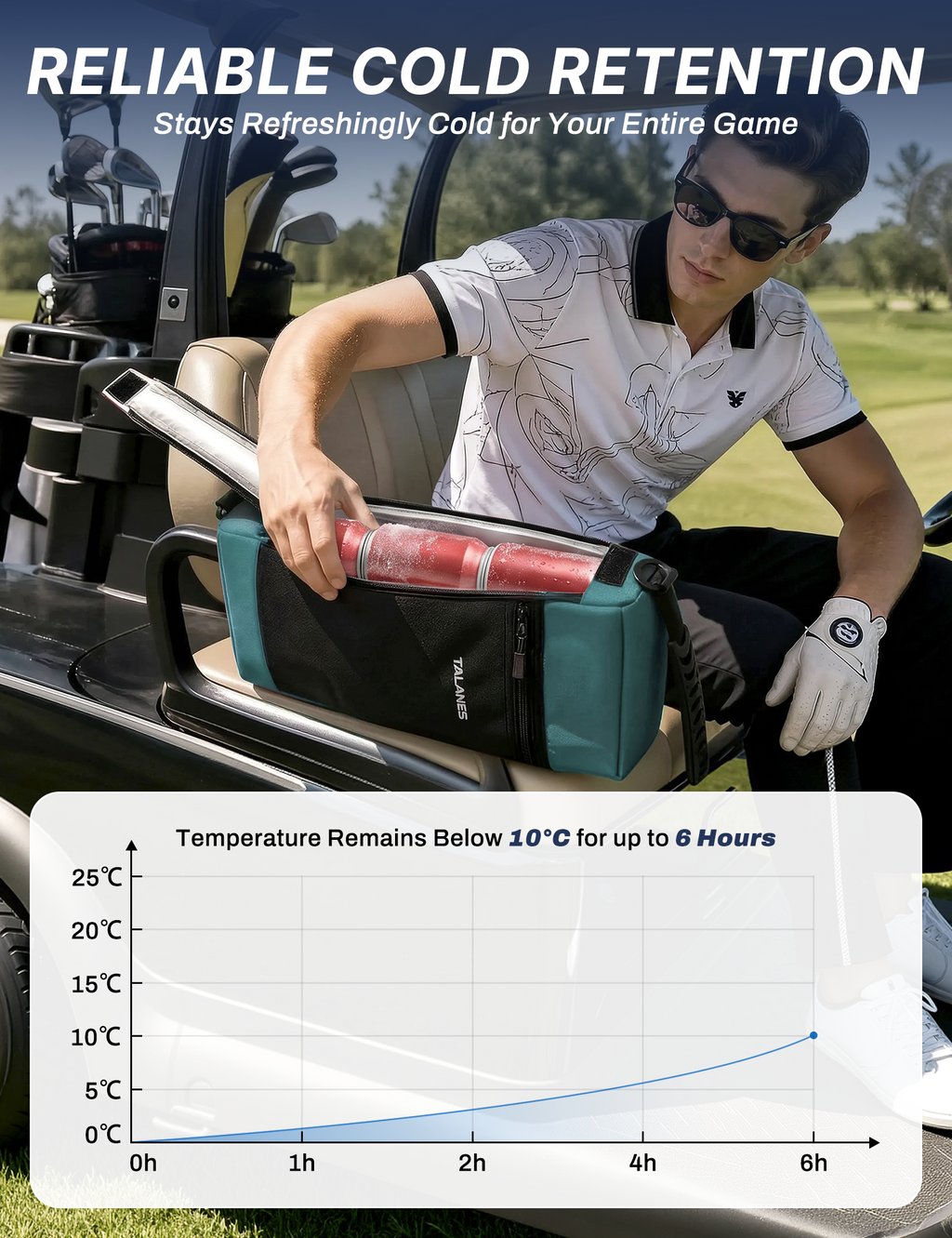 Talanes 9-Can Insulated Golf Cooler Tote Bag with Multi-Pocket