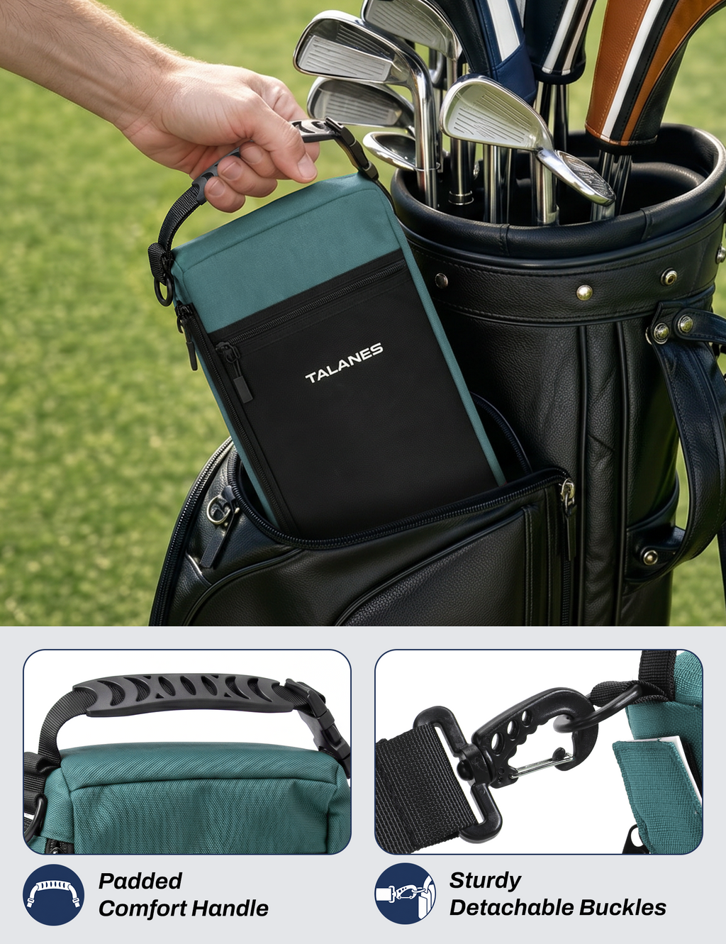 Talanes 9-Can Insulated Golf Cooler Tote Bag with Multi-Pocket