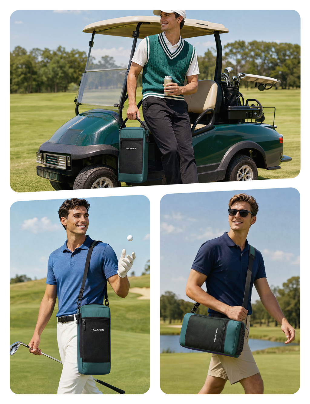 Talanes 9-Can Insulated Golf Cooler Tote Bag with Multi-Pocket