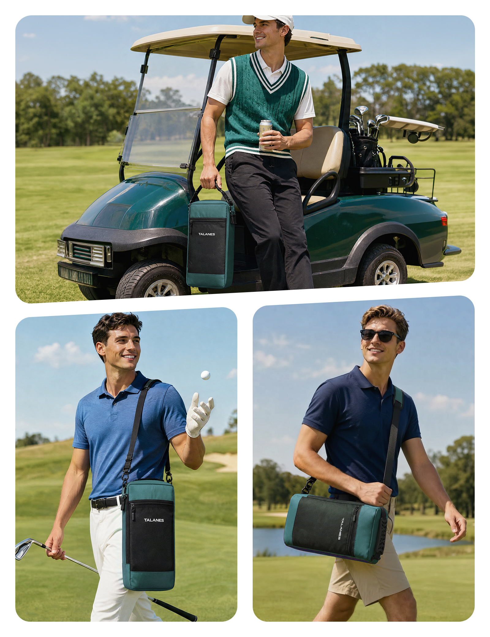 Talanes 9-Can Insulated Golf Cooler Tote Bag with Multi-Pocket