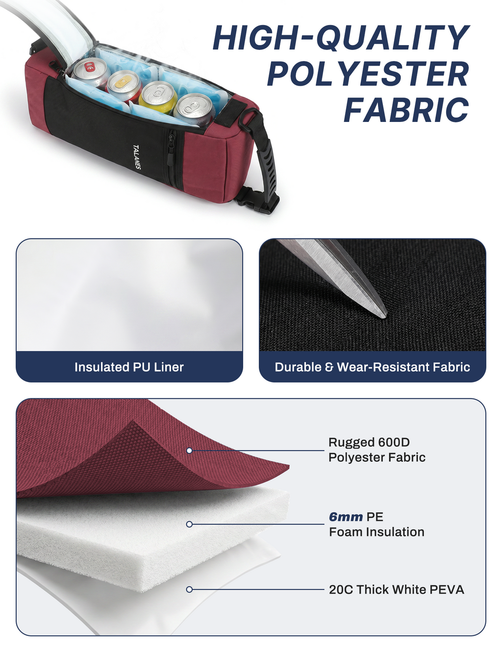 Talanes 9-Can Insulated Golf Cooler Tote Bag with Multi-Pocket