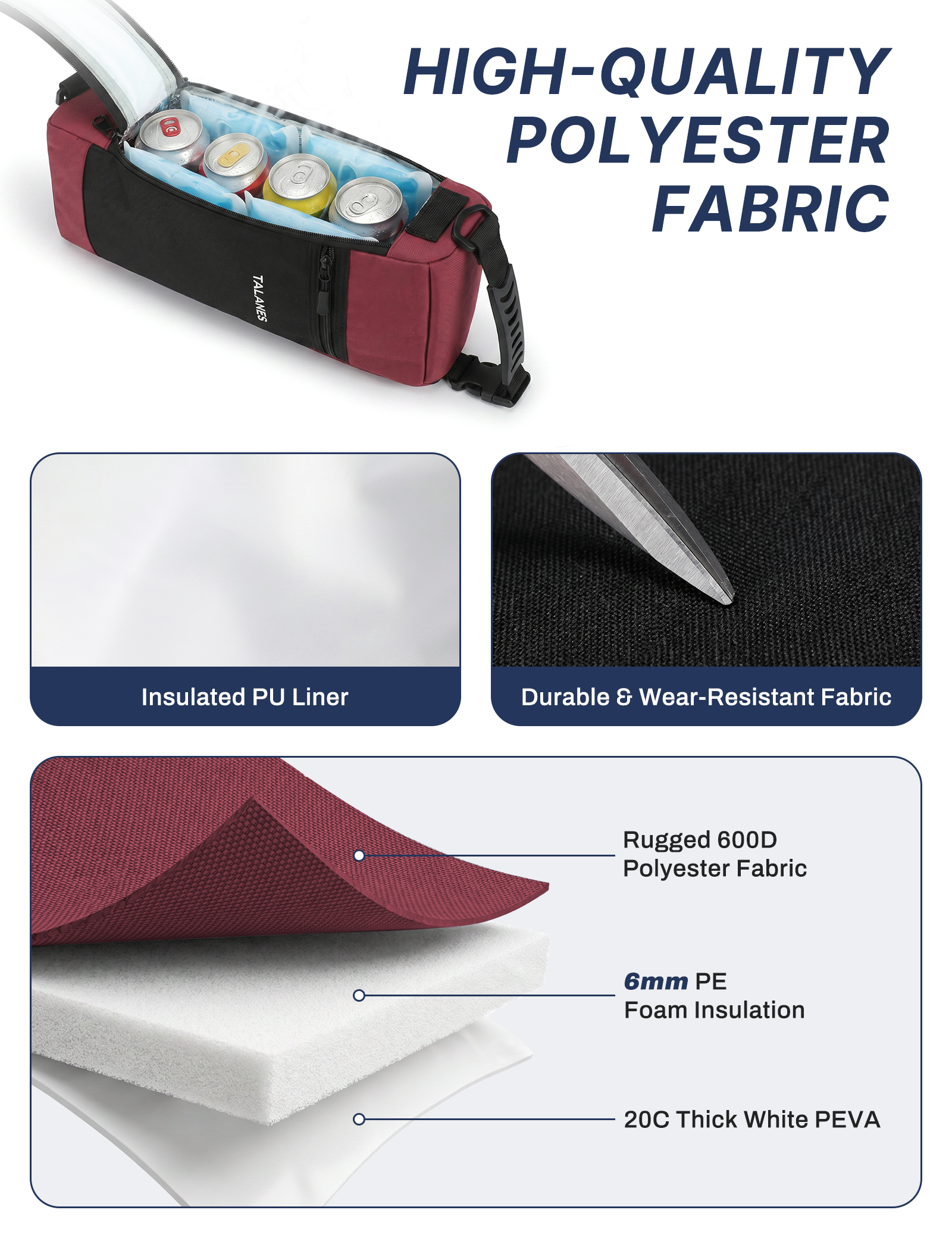 Talanes 9-Can Insulated Golf Cooler Tote Bag with Multi-Pocket