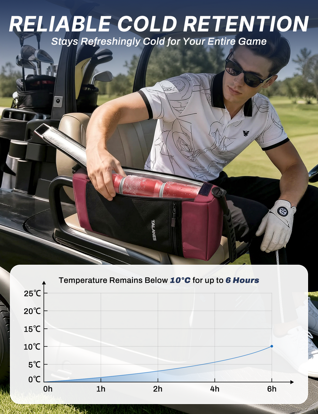 Talanes 9-Can Insulated Golf Cooler Tote Bag with Multi-Pocket