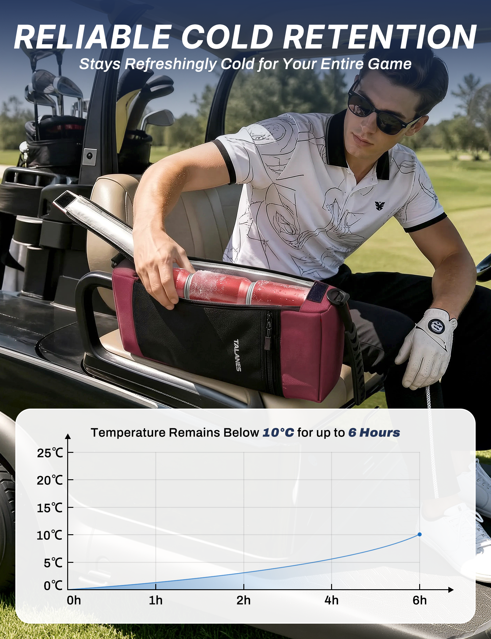 Talanes 9-Can Insulated Golf Cooler Tote Bag with Multi-Pocket