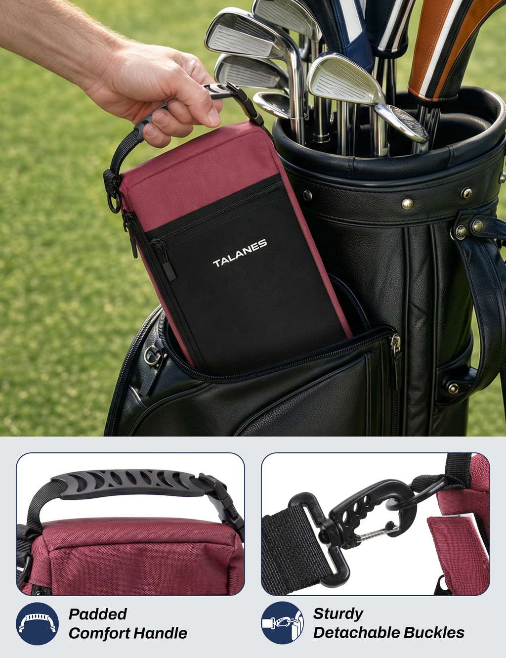 Talanes 9-Can Insulated Golf Cooler Tote Bag with Multi-Pocket
