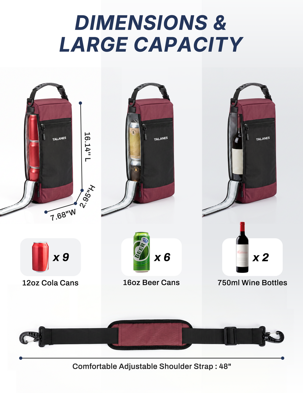 Talanes 9-Can Insulated Golf Cooler Tote Bag with Multi-Pocket