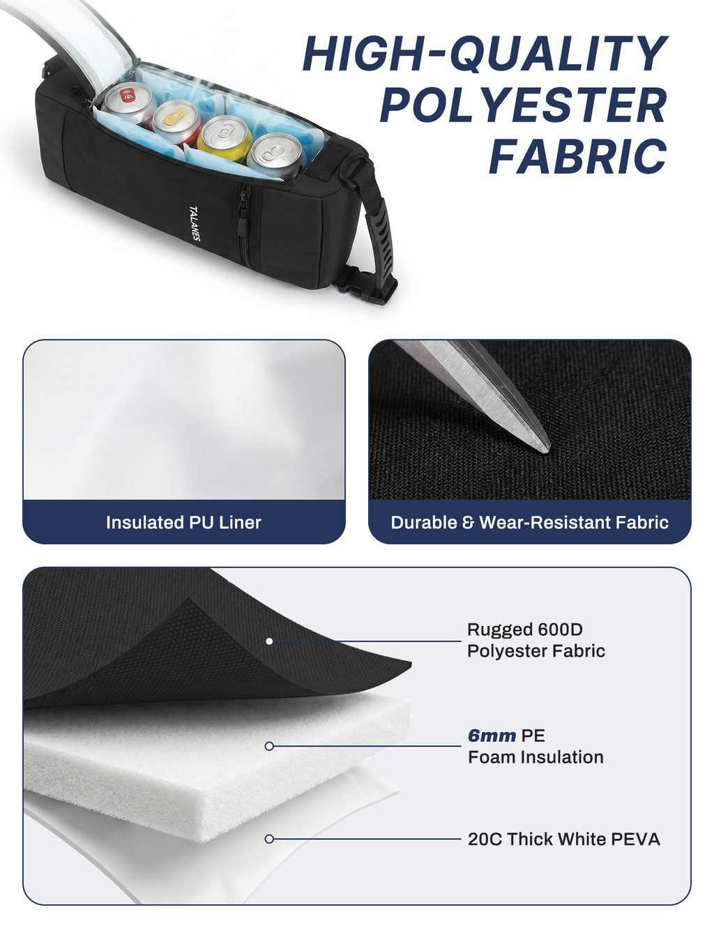 Talanes 9-Can Insulated Golf Cooler Tote Bag with Multi-Pocket