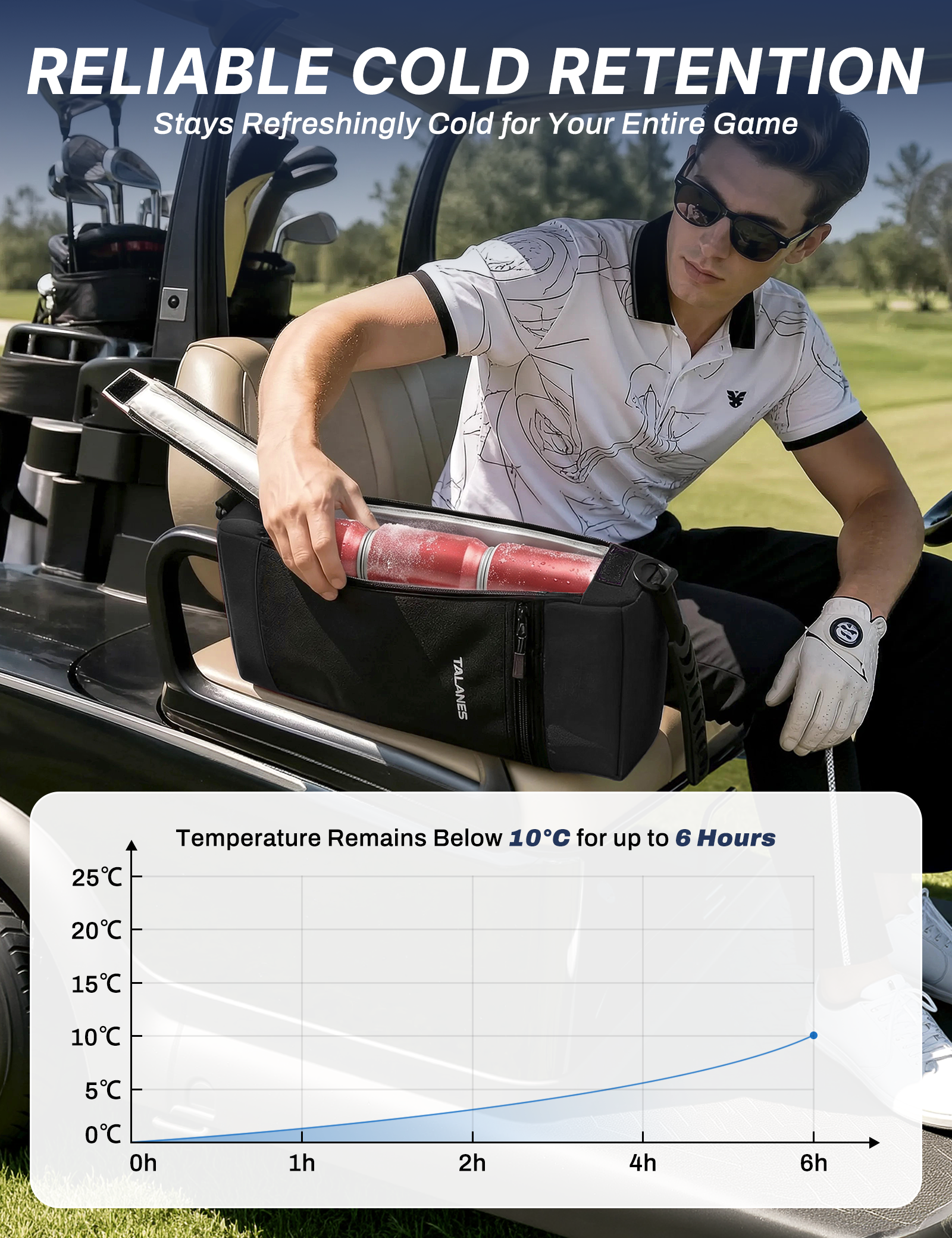 Talanes 9-Can Insulated Golf Cooler Tote Bag with Multi-Pocket