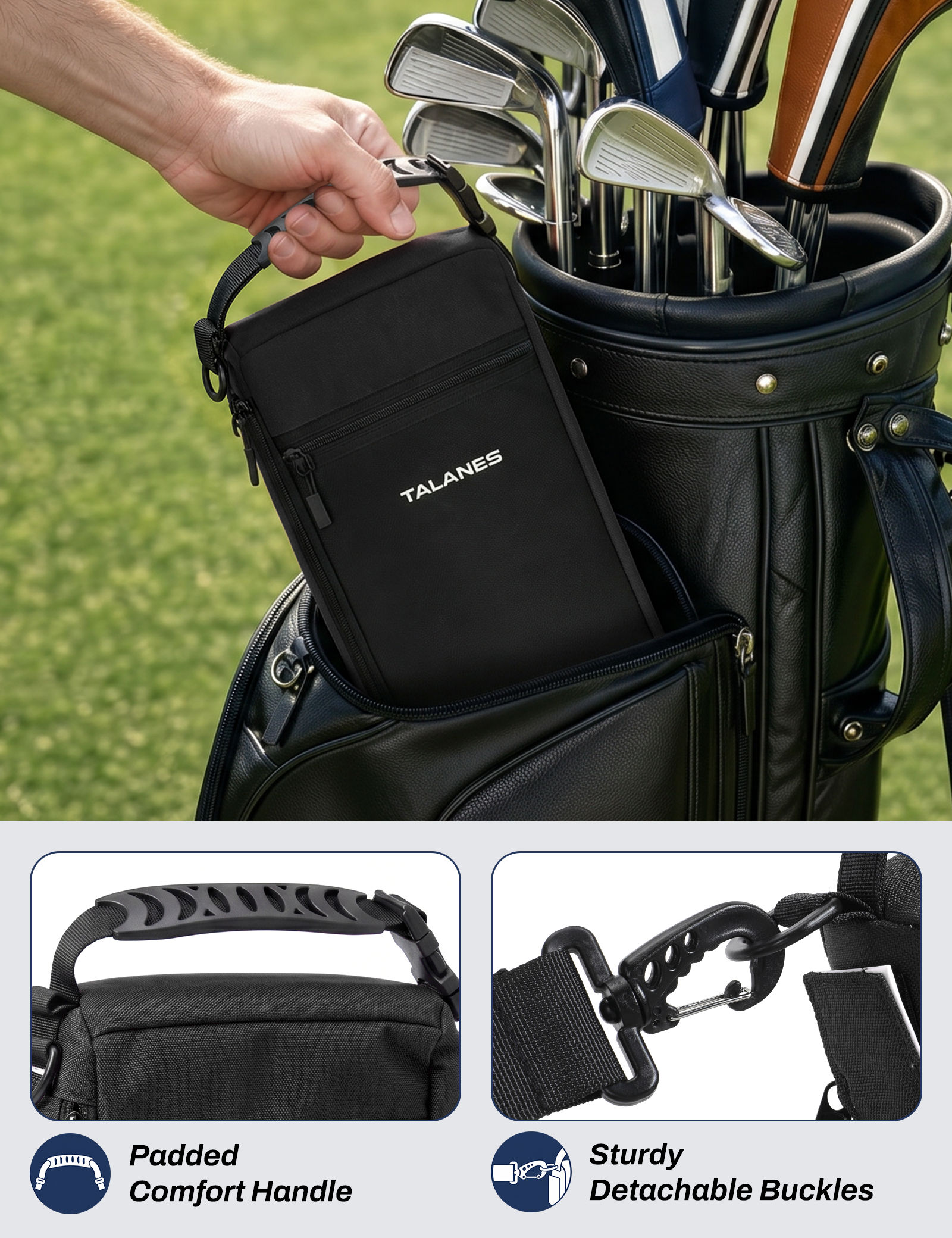 Talanes 9-Can Insulated Golf Cooler Tote Bag with Multi-Pocket