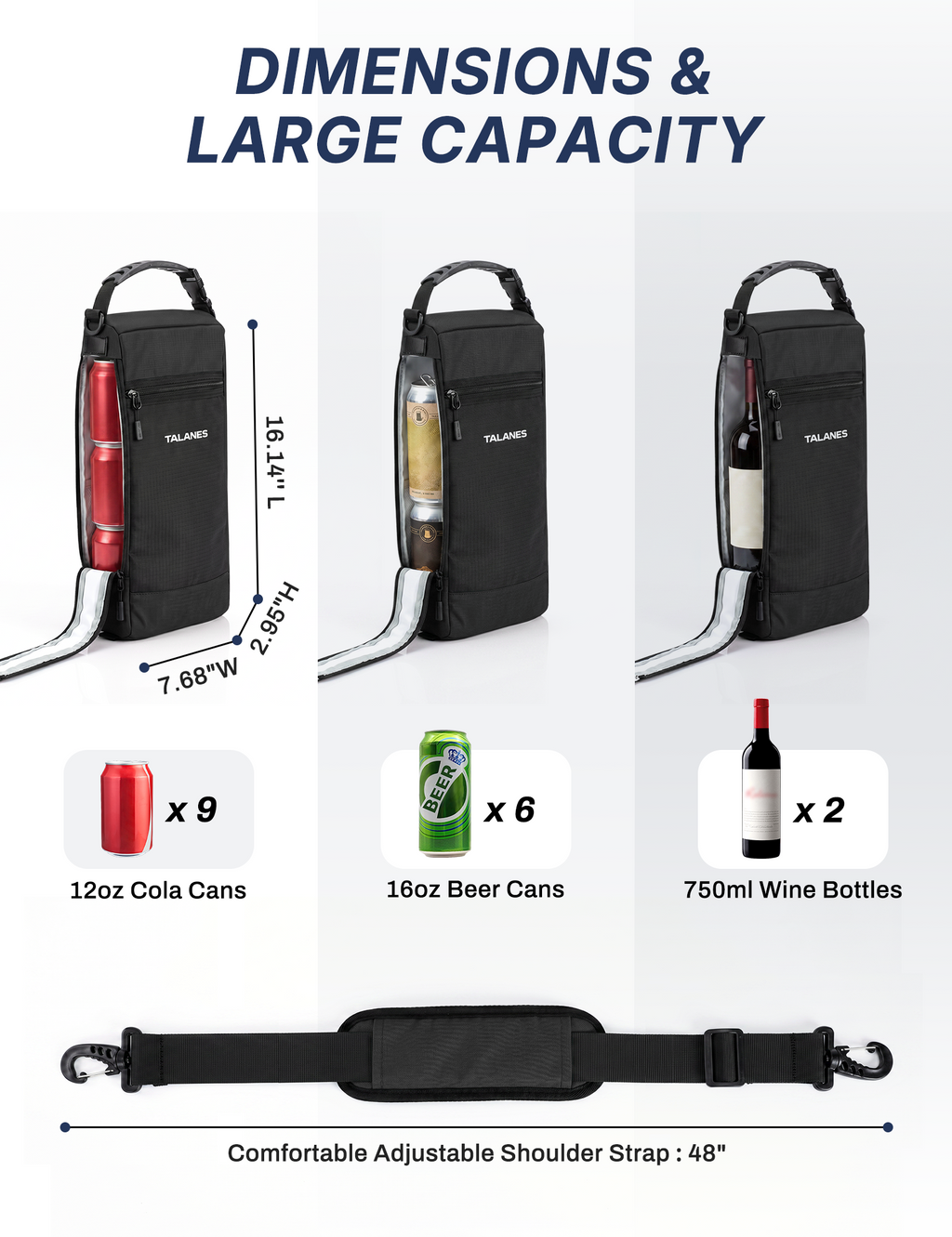 Talanes 9-Can Insulated Golf Cooler Tote Bag with Multi-Pocket