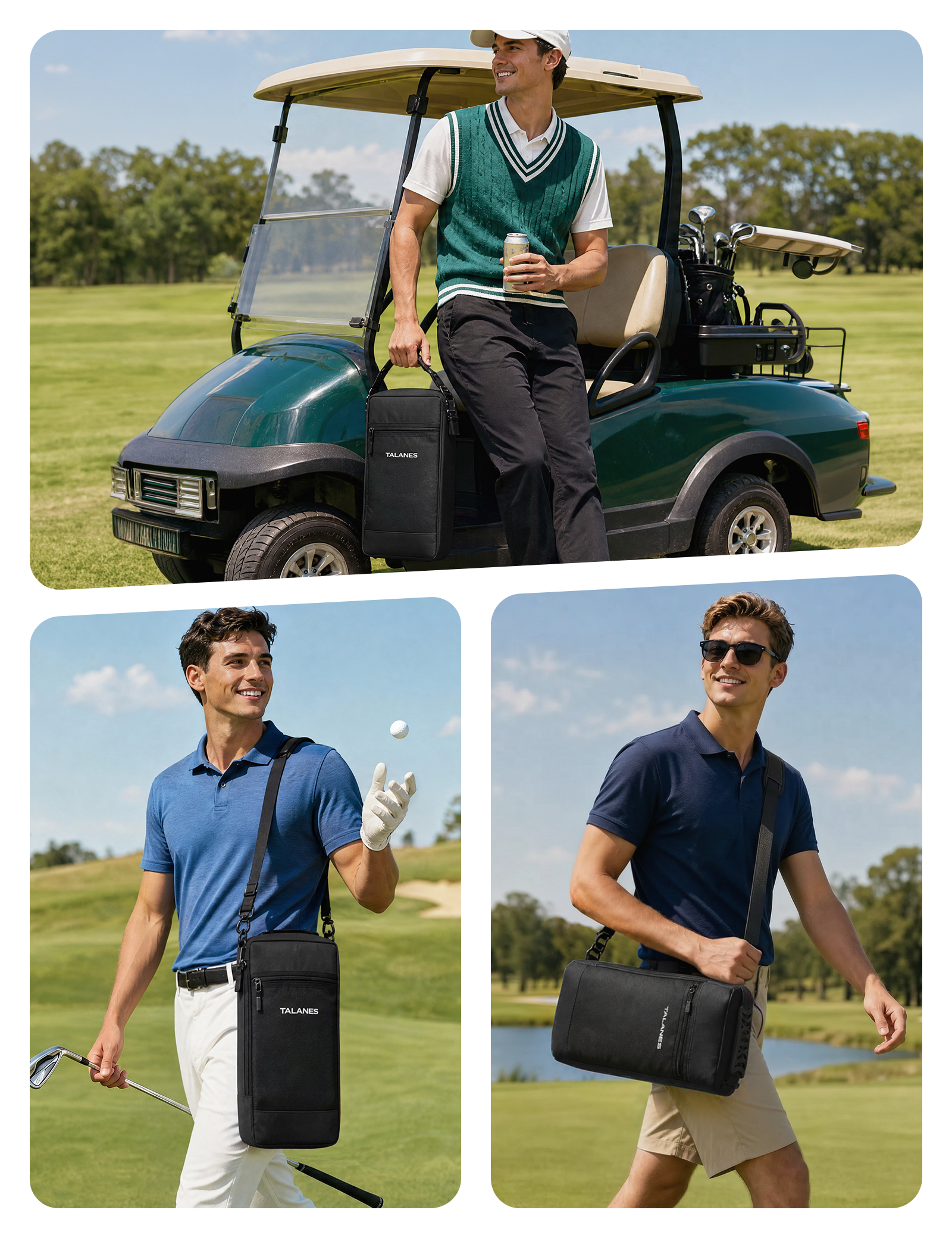 Talanes 9-Can Insulated Golf Cooler Tote Bag with Multi-Pocket