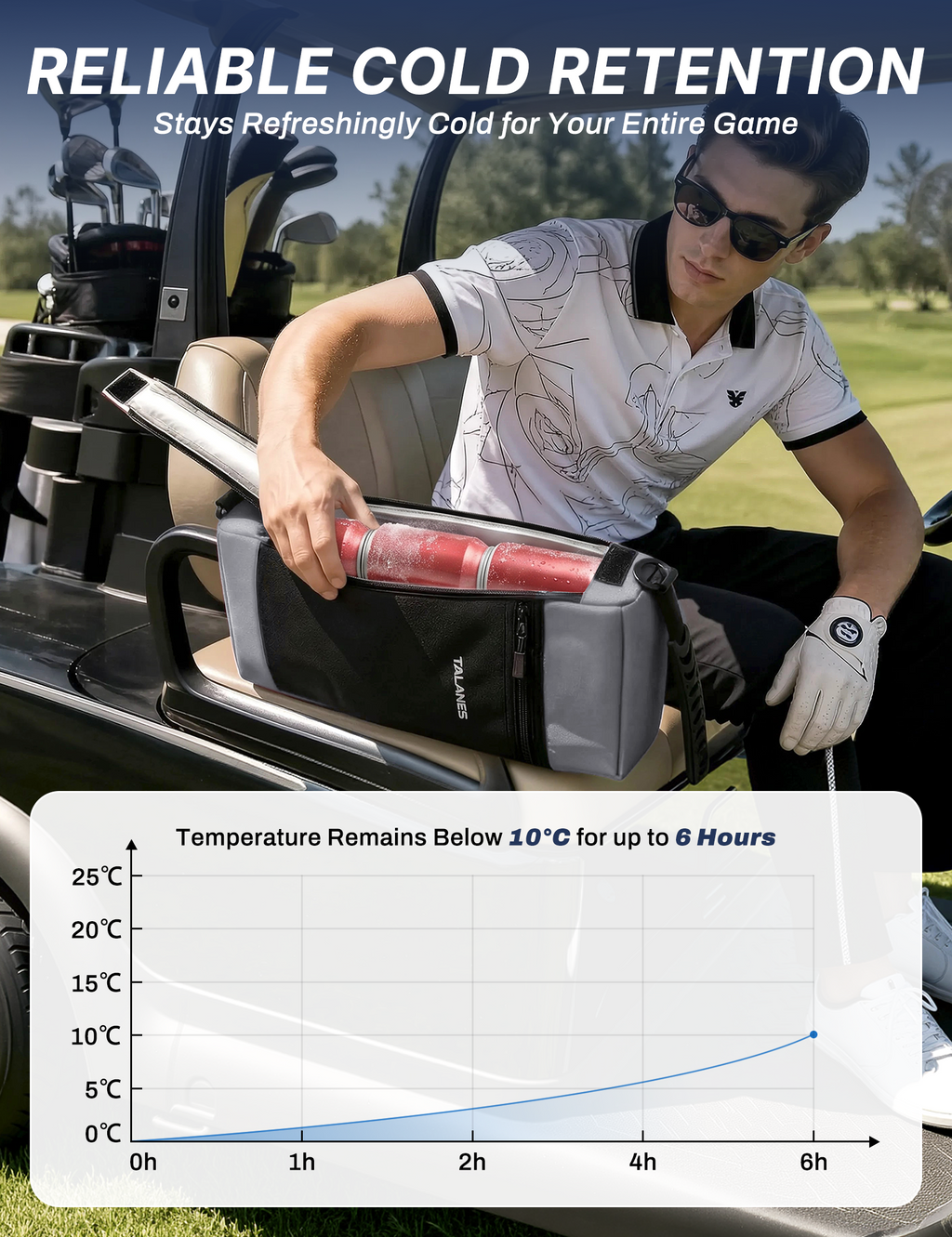 Talanes 9-Can Insulated Golf Cooler Tote Bag with Multi-Pocket