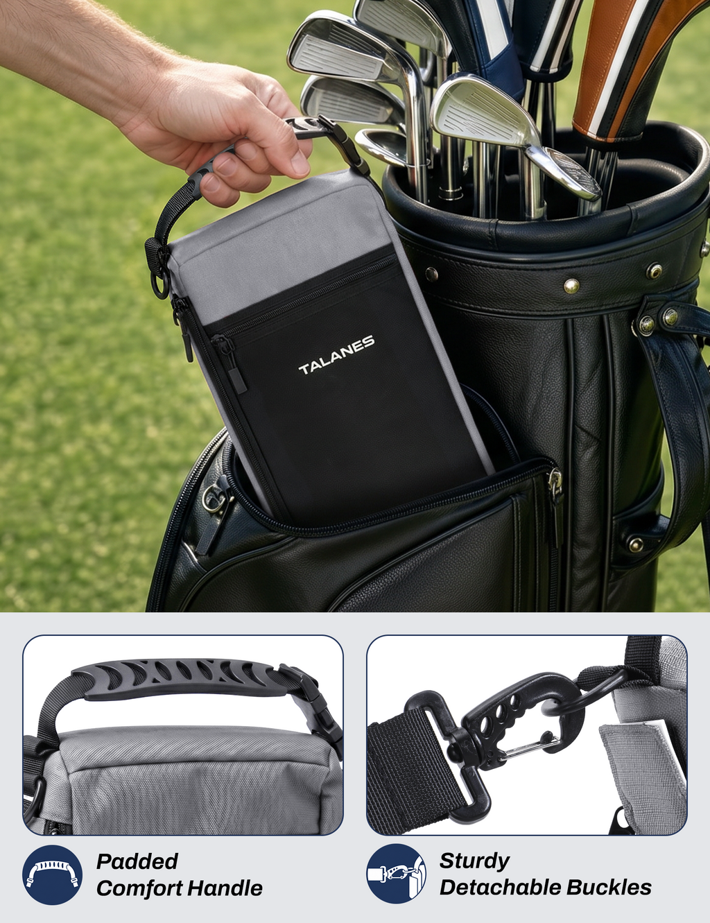 Talanes 9-Can Insulated Golf Cooler Tote Bag with Multi-Pocket