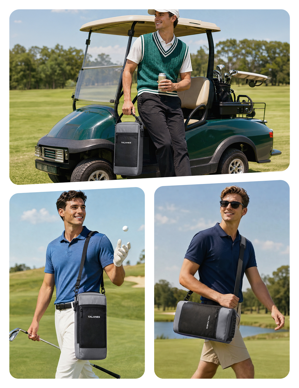 Talanes 9-Can Insulated Golf Cooler Tote Bag with Multi-Pocket