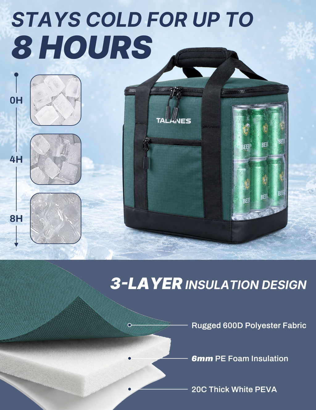 Talanes Golf Cart Cooler Bag, 24-Can Soft Sided Ice Chest | Spacious Collapsible Insulated Cooler with Multi-Pocket Storage & Versatile Carry Options for Golf Outings