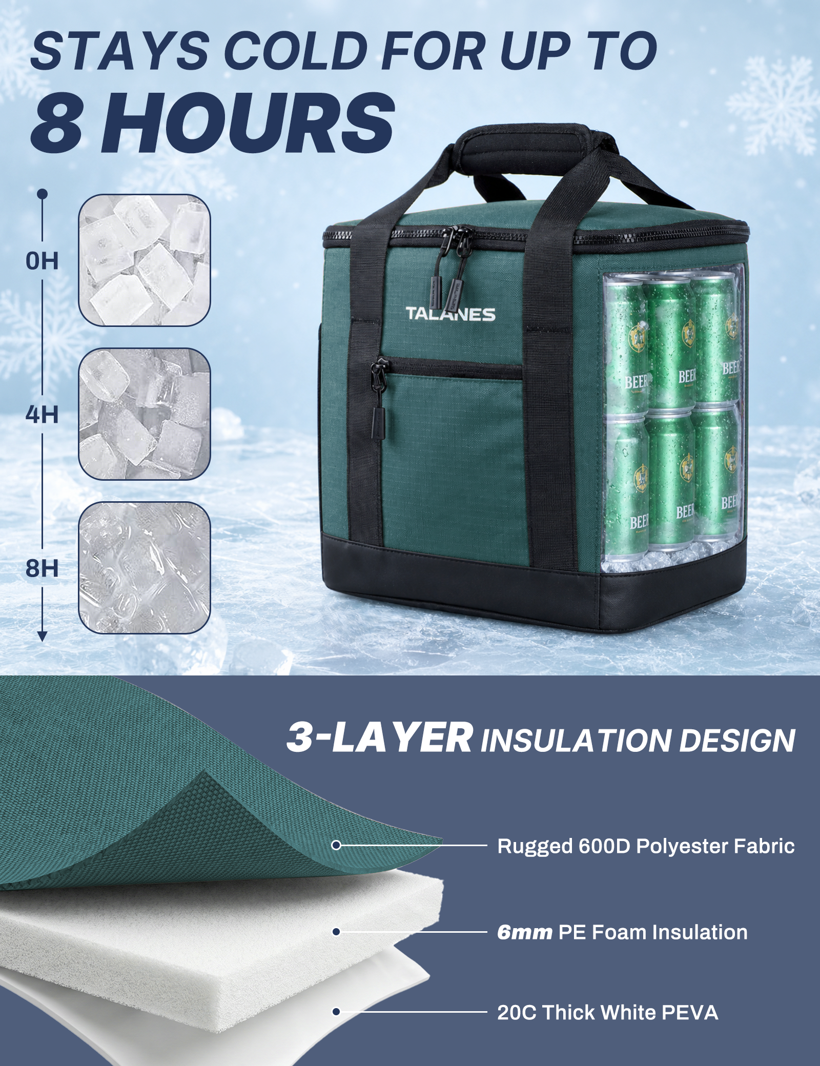 Talanes Golf Cart Cooler Bag, 24-Can Soft Sided Ice Chest | Spacious Collapsible Insulated Cooler with Multi-Pocket Storage & Versatile Carry Options for Golf Outings