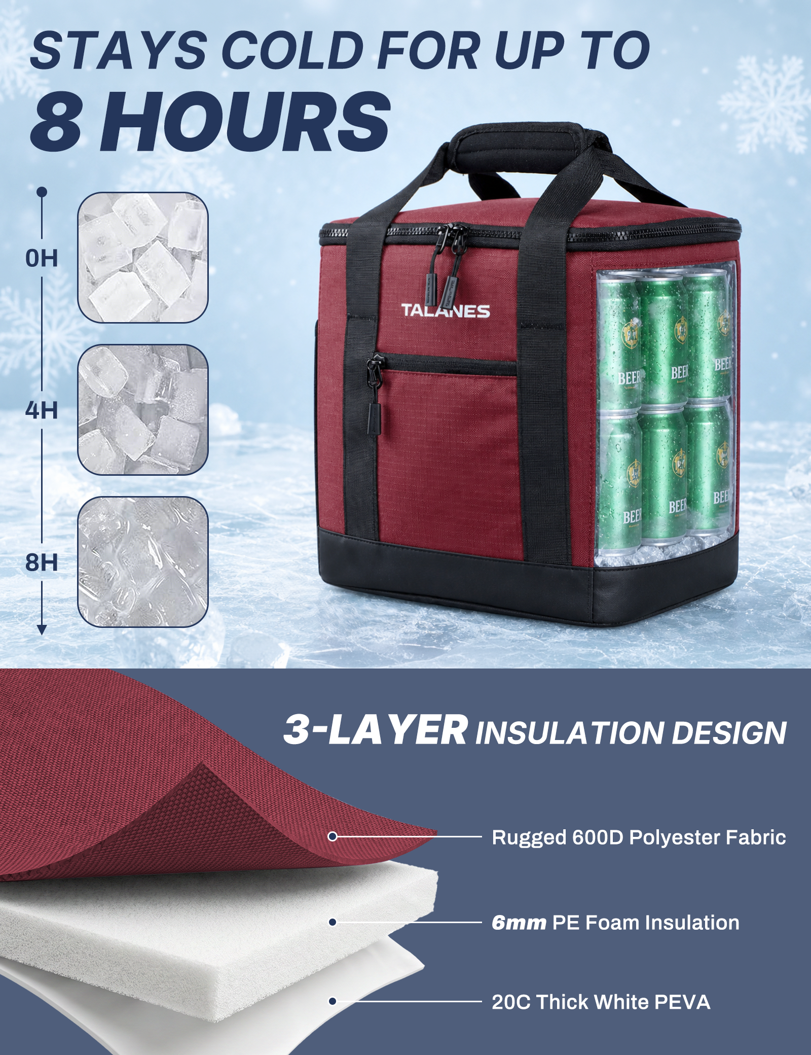 Talanes Golf Cart Cooler Bag, 24-Can Soft Sided Ice Chest | Spacious Collapsible Insulated Cooler with Multi-Pocket Storage & Versatile Carry Options for Golf Outings