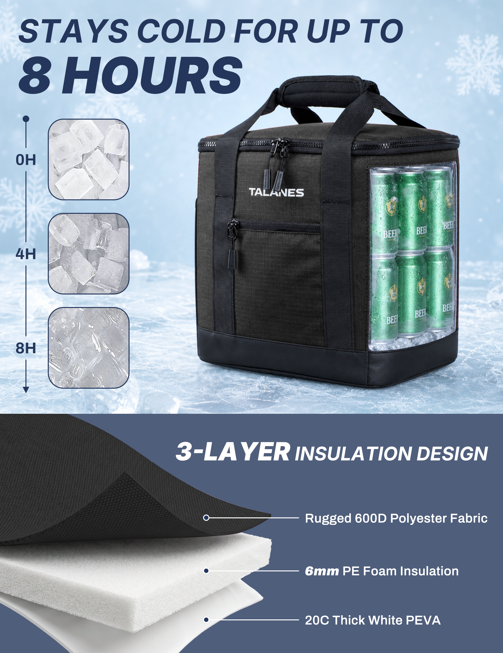 Talanes Golf Cart Cooler Bag, 24-Can Soft Sided Ice Chest | Spacious Collapsible Insulated Cooler with Multi-Pocket Storage & Versatile Carry Options for Golf Outings
