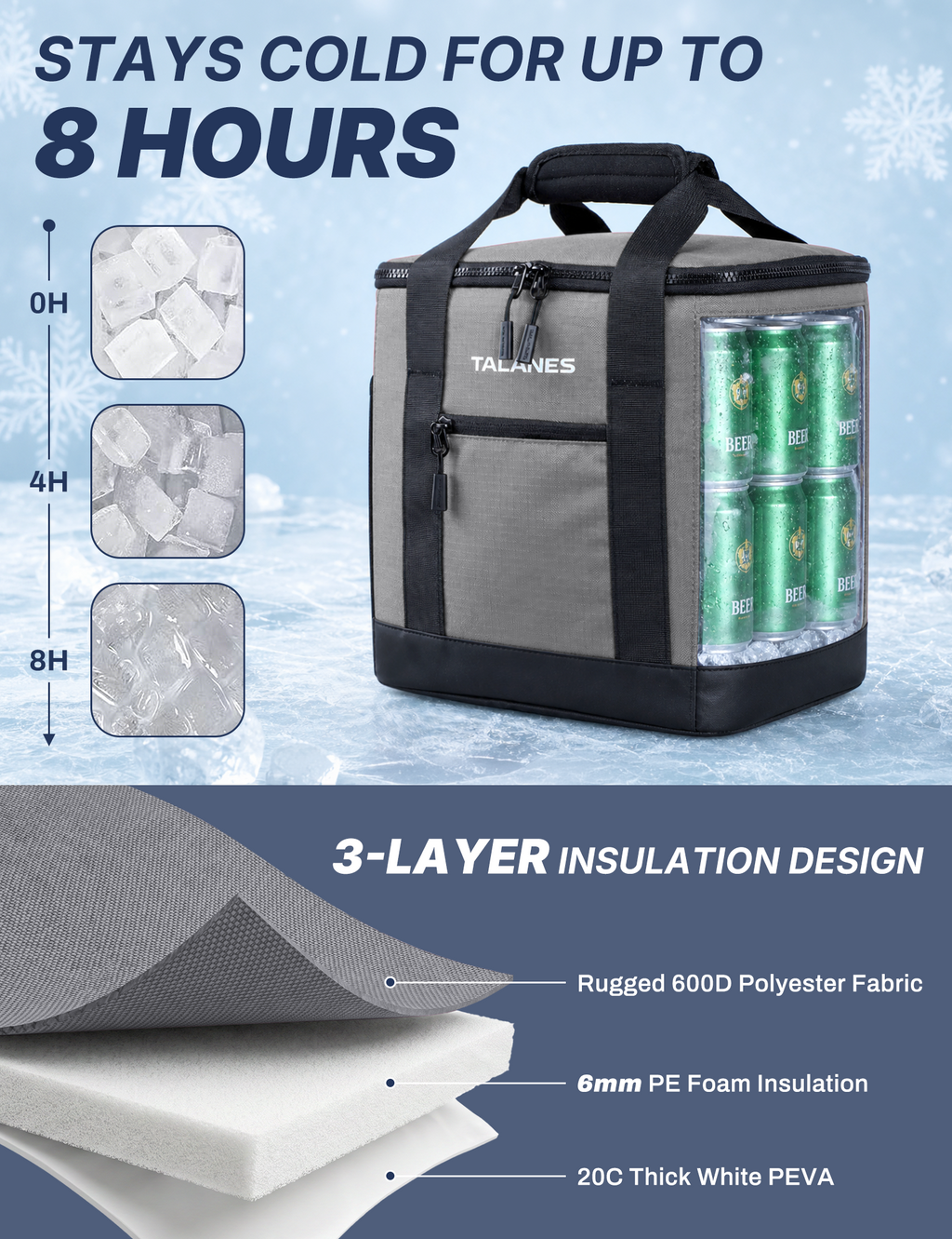 Talanes Golf Cart Cooler Bag, 24-Can Soft Sided Ice Chest | Spacious Collapsible Insulated Cooler with Multi-Pocket Storage & Versatile Carry Options for Golf Outings