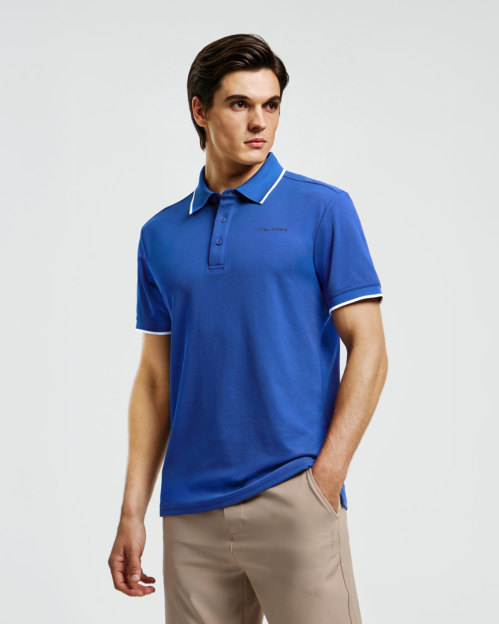 Talanes Men's UPF 50 Moisture-Wicking Short-Sleeve Golf Polo Shirt for Daily Wear