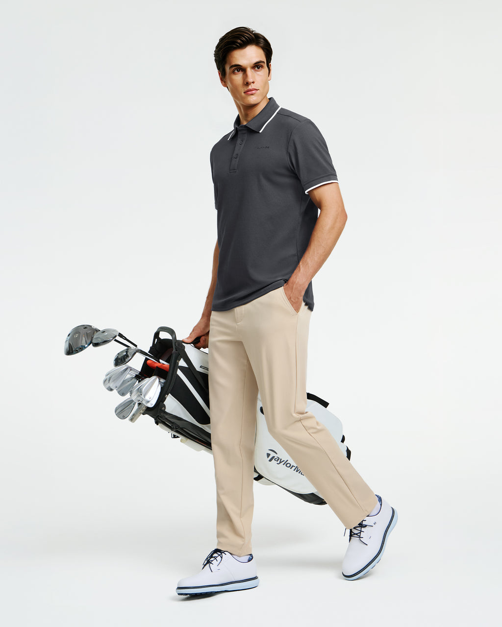 Talanes Men's UPF 50 Moisture-Wicking Short-Sleeve Golf Polo Shirt for Daily Wear