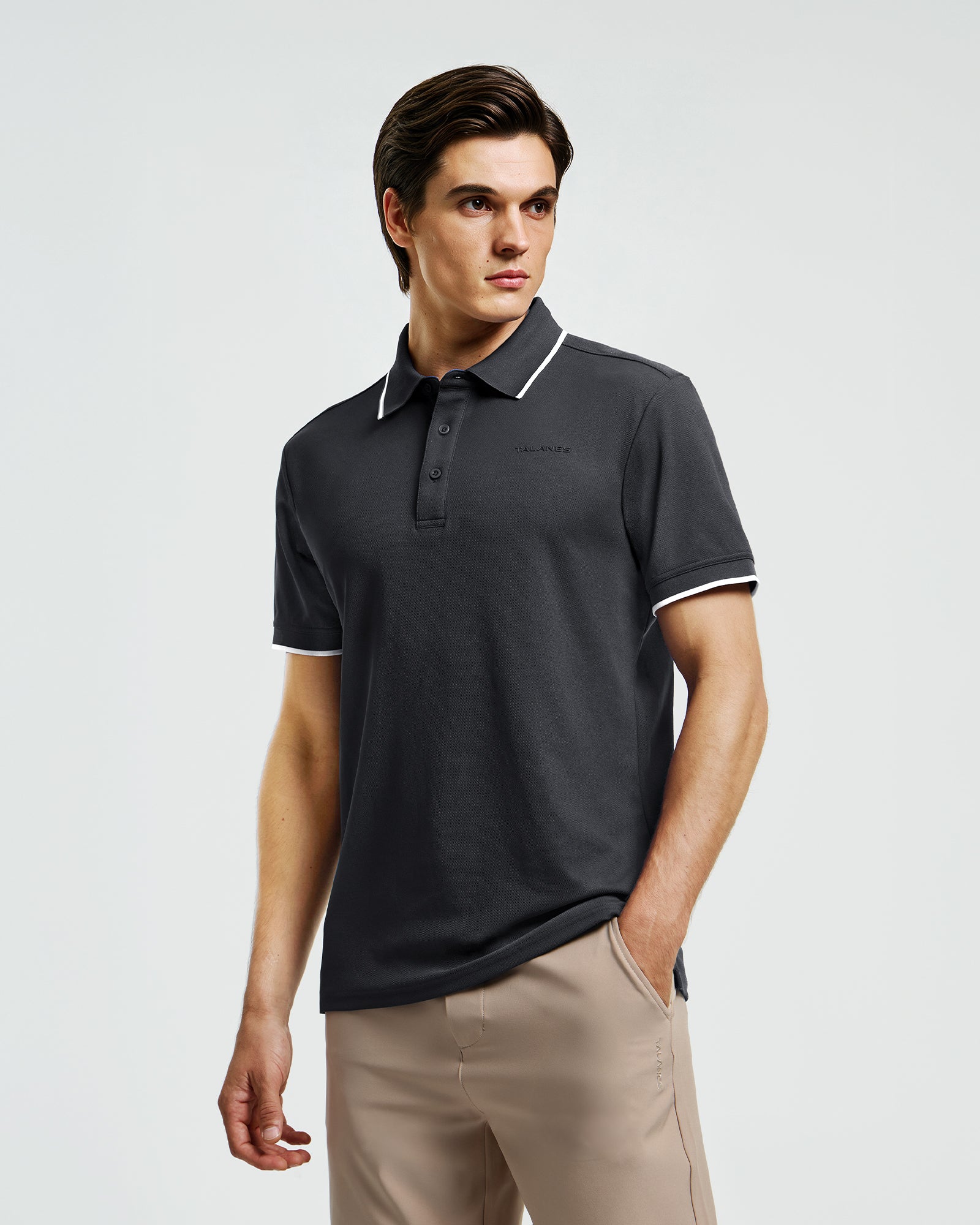 Talanes Men's UPF 50 Moisture-Wicking Short-Sleeve Golf Polo Shirt for Daily Wear