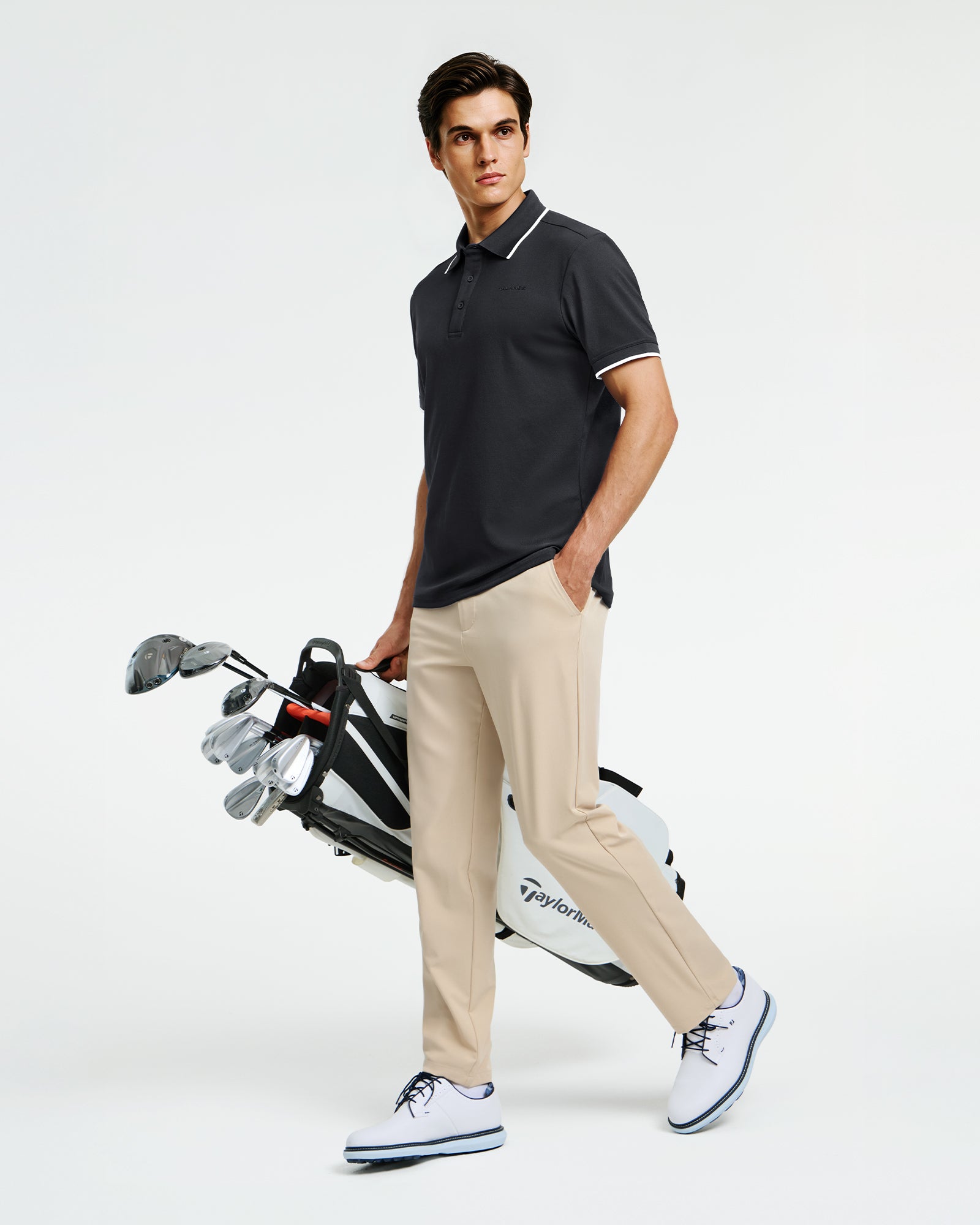 Talanes Men's UPF 50 Moisture-Wicking Short-Sleeve Golf Polo Shirt for Daily Wear