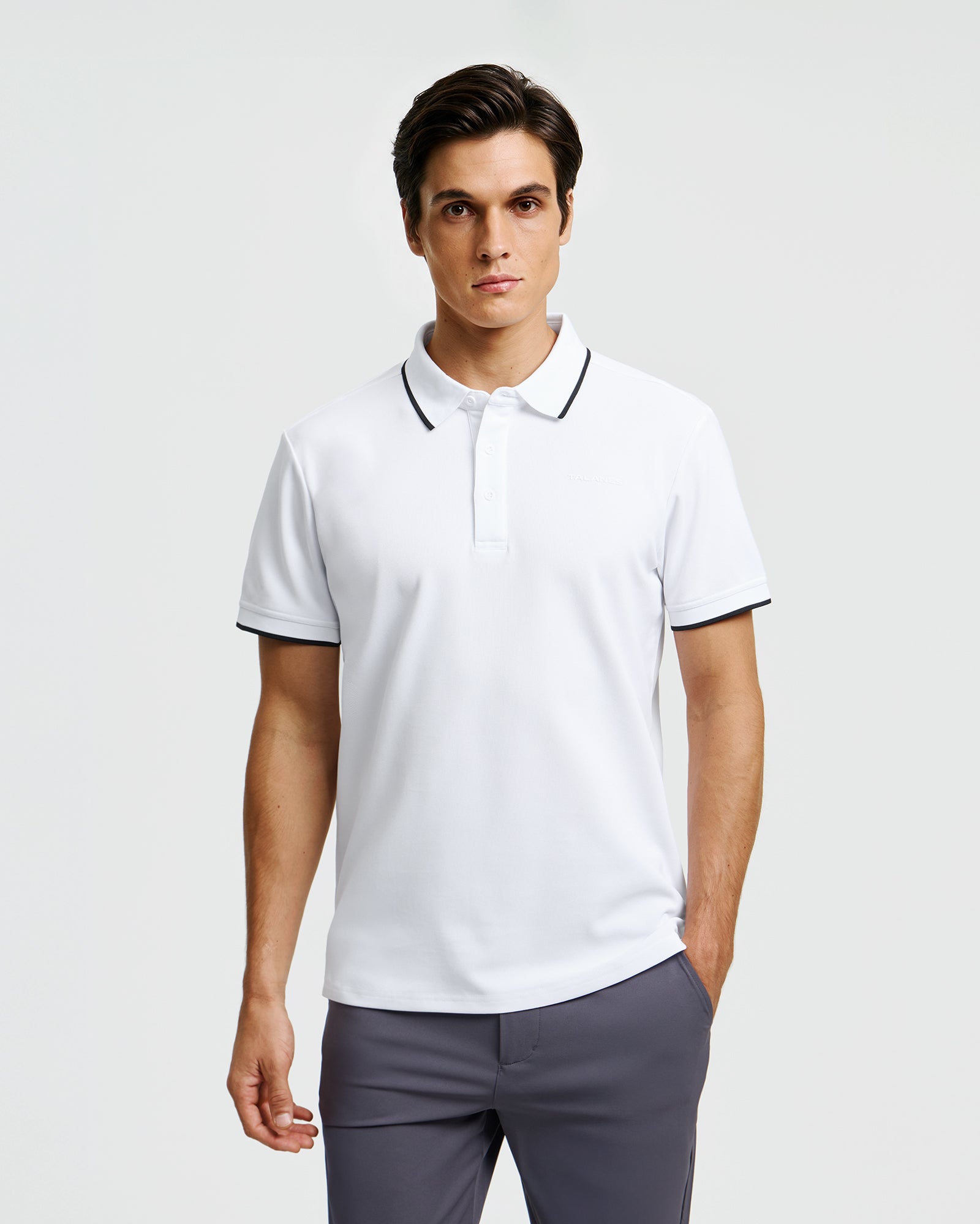 Talanes Men's UPF 50 Moisture-Wicking Short-Sleeve Golf Polo Shirt for Daily Wear