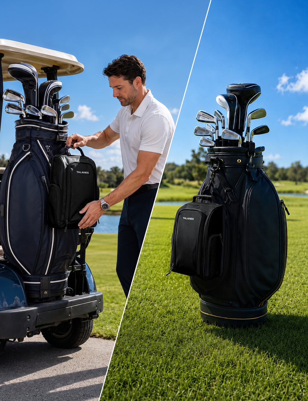 Talanes Ventilated Golf Shoe Bag with 2 Zip Side Pockets