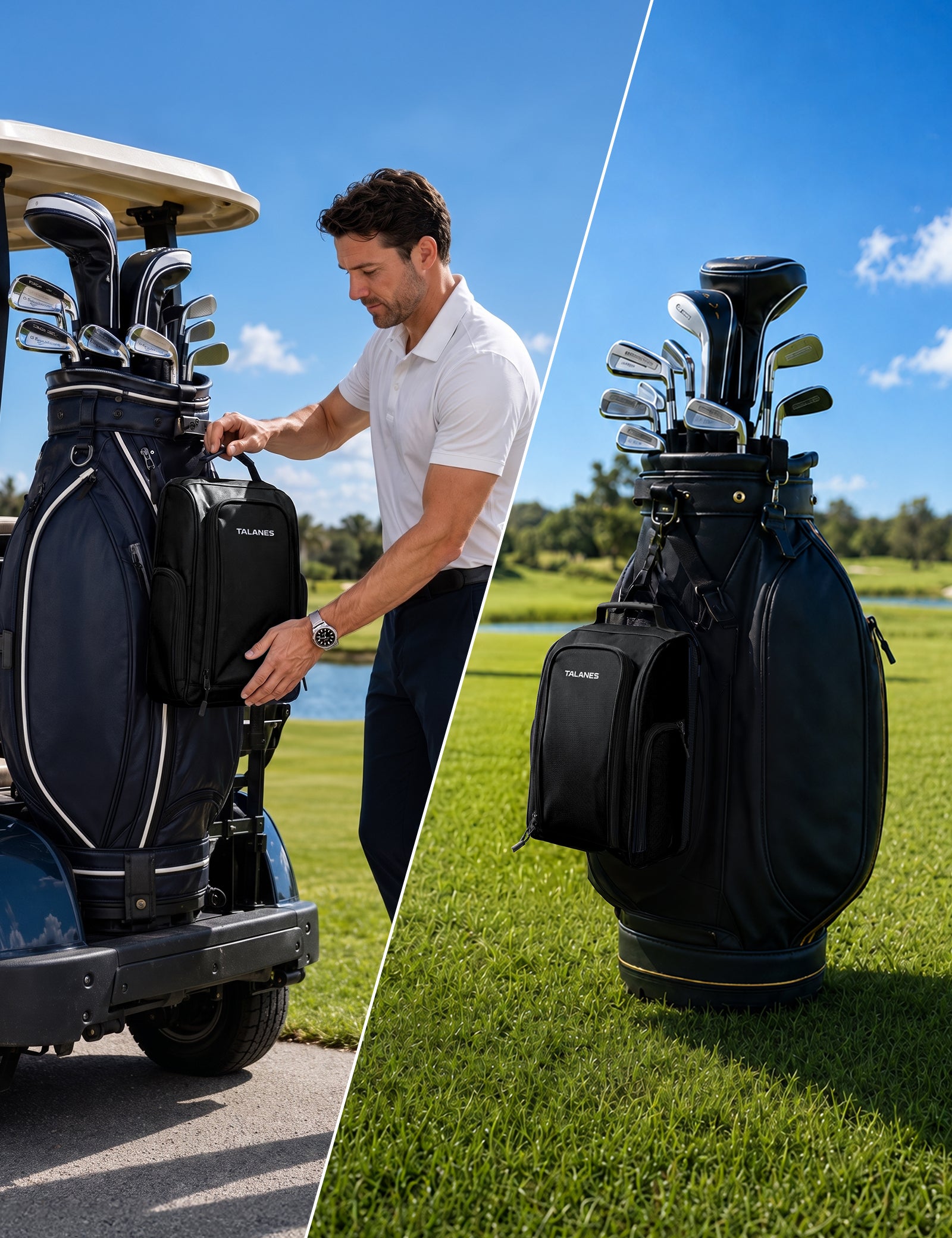 Talanes Ventilated Golf Shoe Bag with 2 Zip Side Pockets