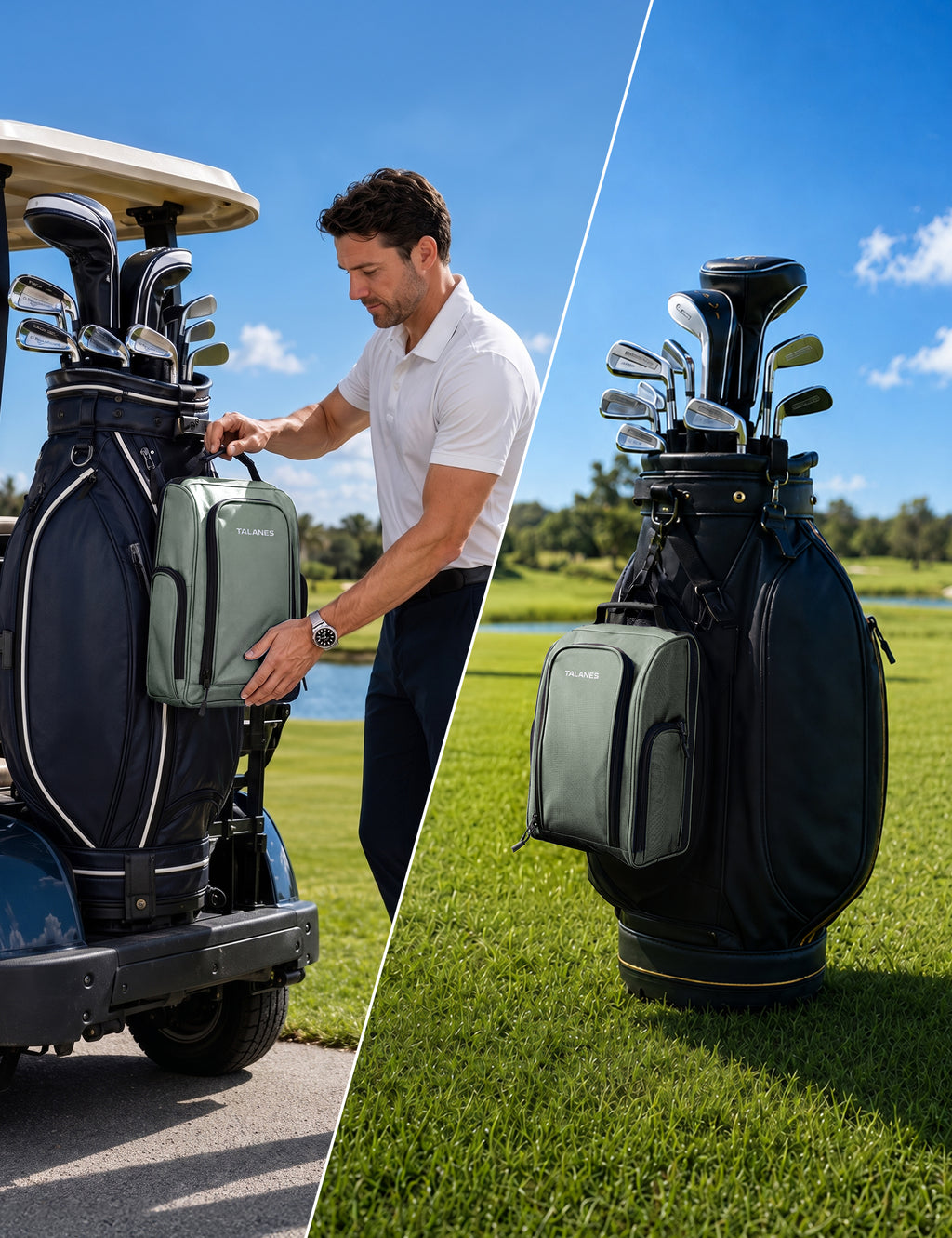 Talanes Ventilated Golf Shoe Bag with 2 Zip Side Pockets