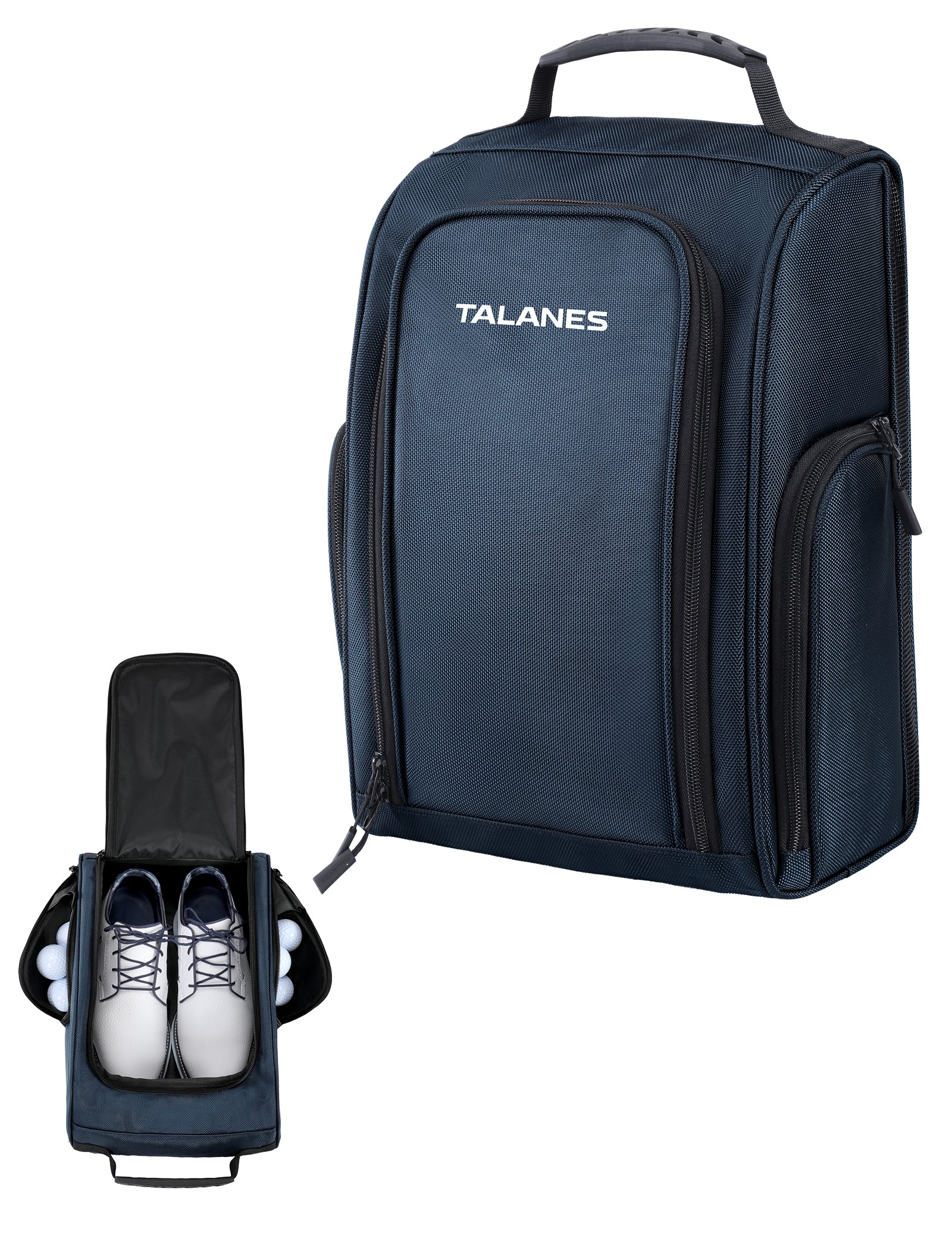 Talanes Ventilated Golf Shoe Bag with 2 Zip Side Pockets